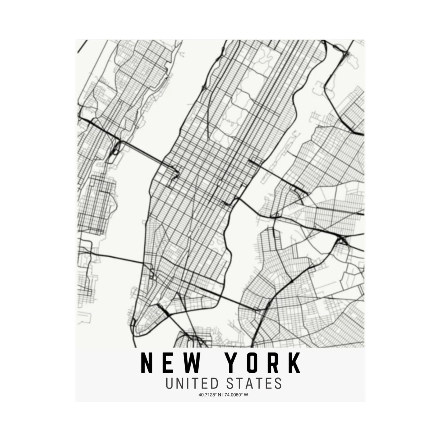 New York - United States Map Satin Poster