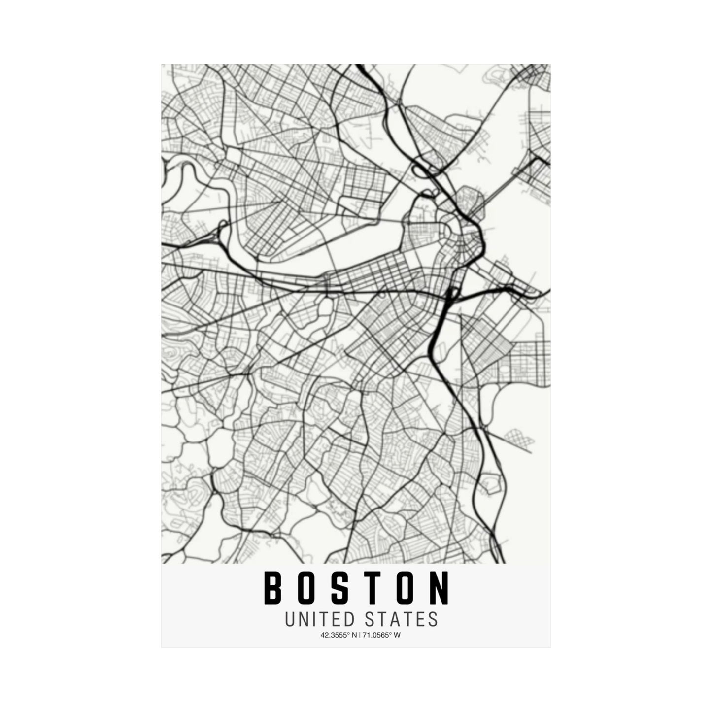 Boston - United States Map Satin Poster
