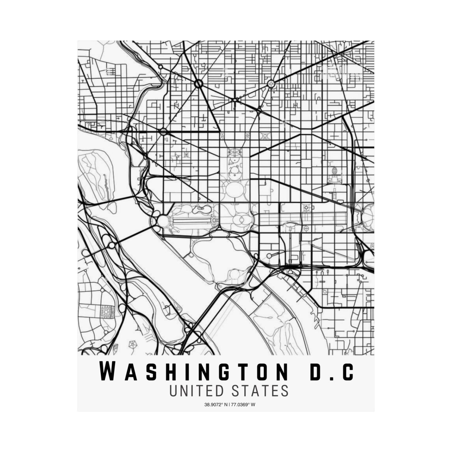 Washington D.C. - United States Map Satin Poster