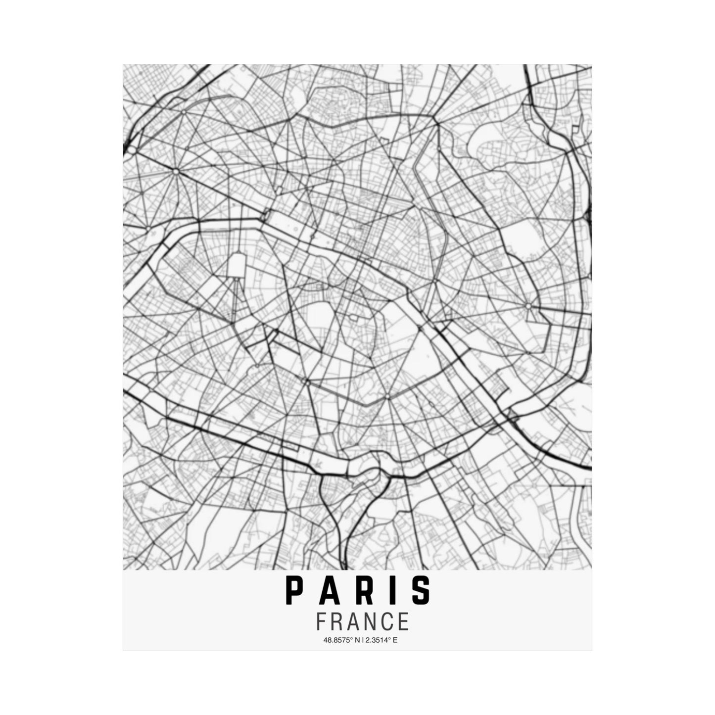Paris - France Map Satin Poster