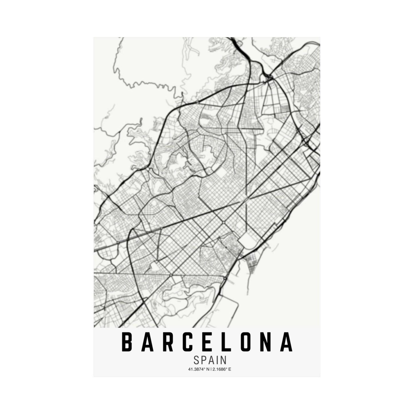 Barcelona - Spain Map Satin Poster