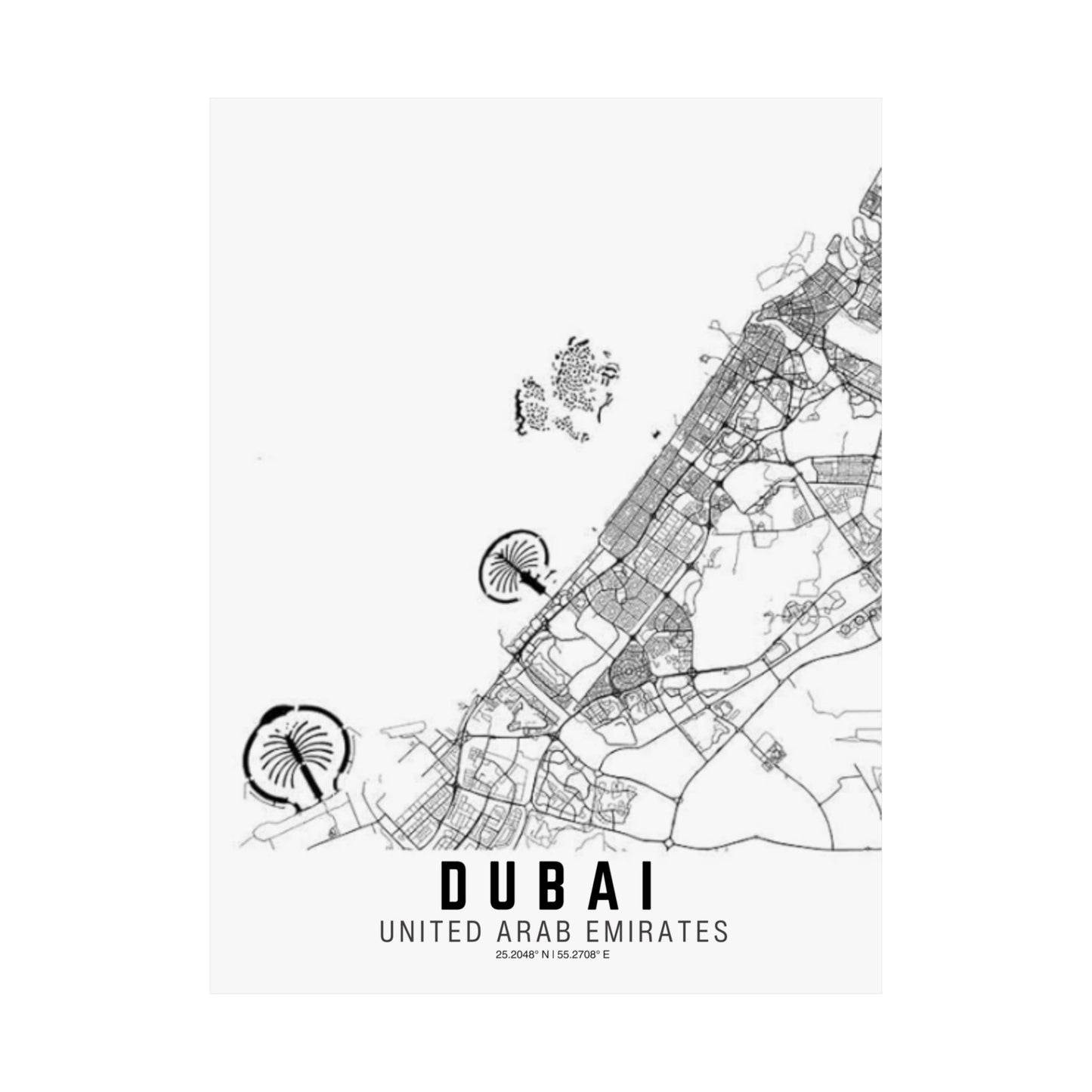 Dubai - United Arab Emirates Map Satin Poster