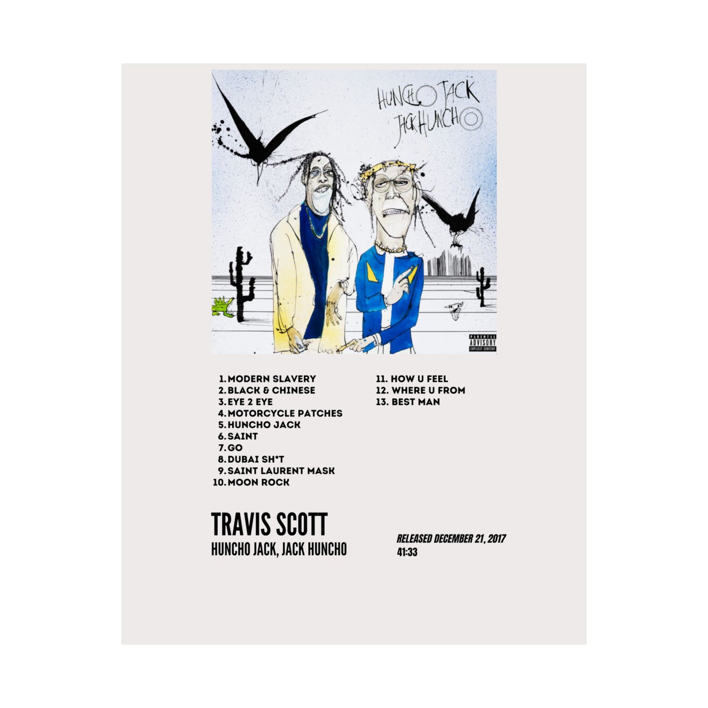 Travis Scott Satin Poster - Huncho Jack Album