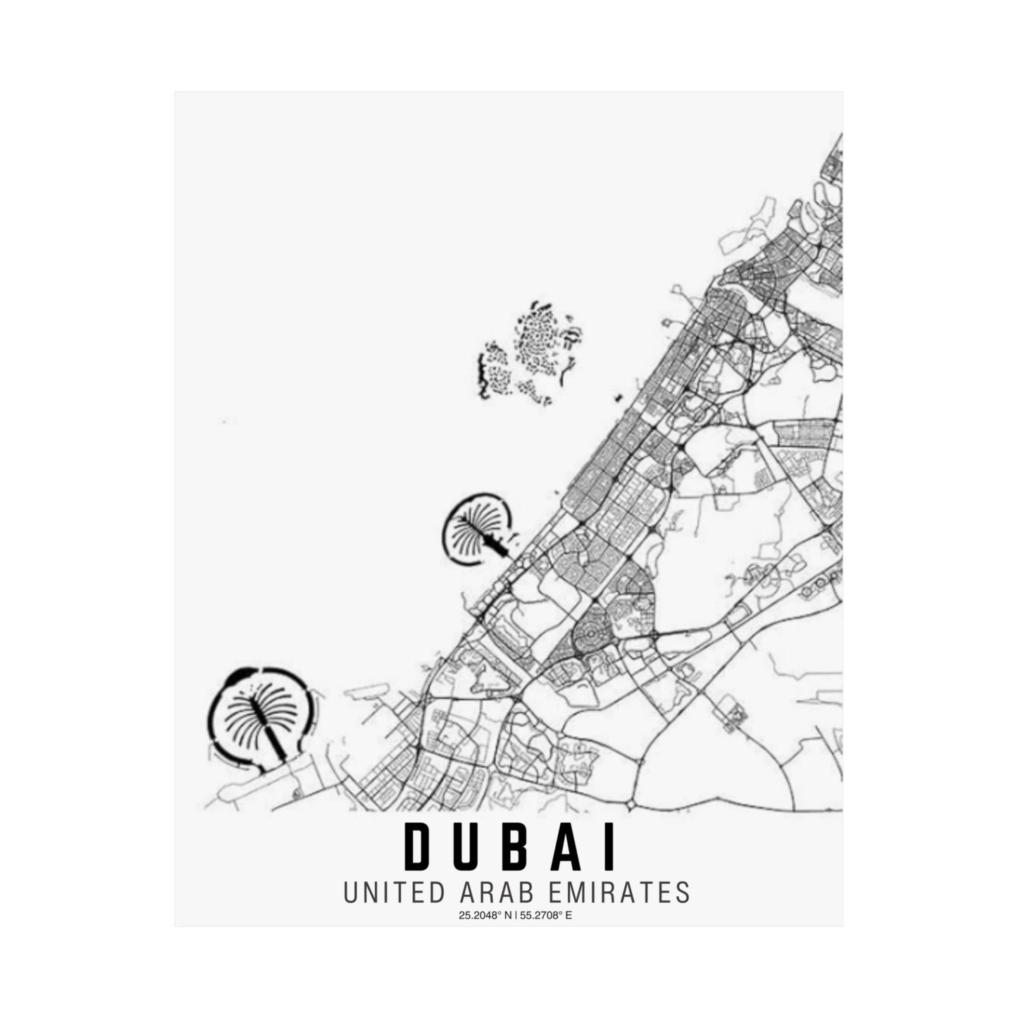 Dubai - United Arab Emirates Map Satin Poster