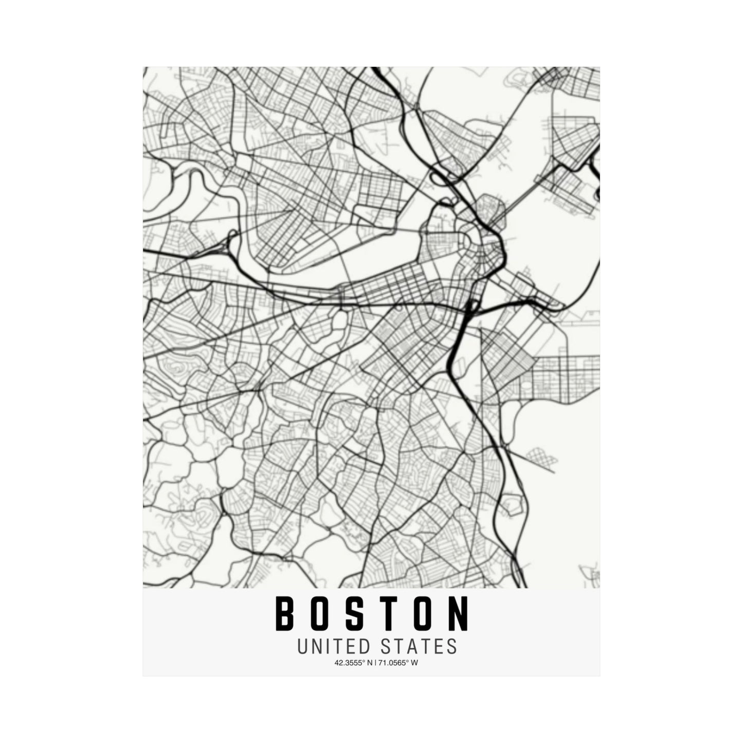 Boston - United States Map Satin Poster