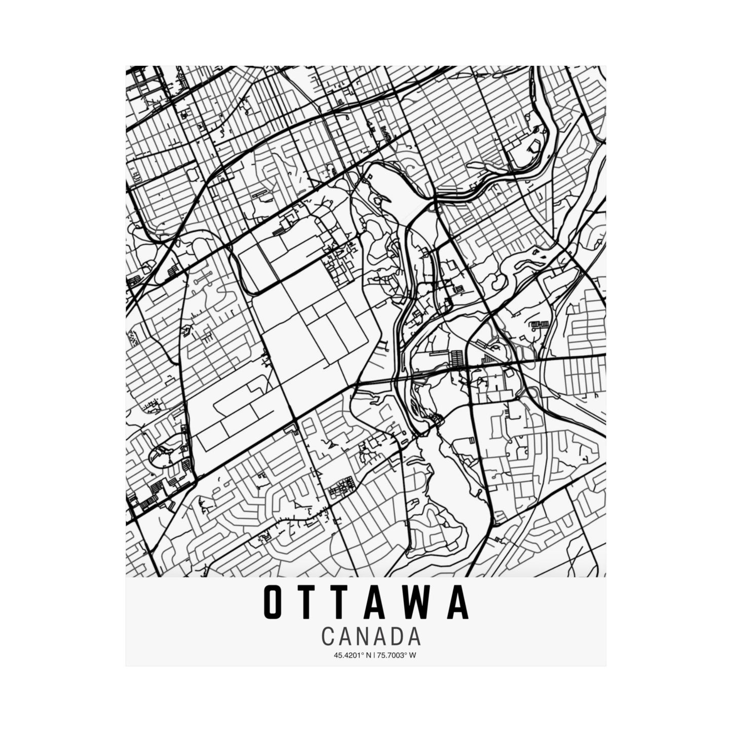 Ottawa - Canada Map Satin Poster