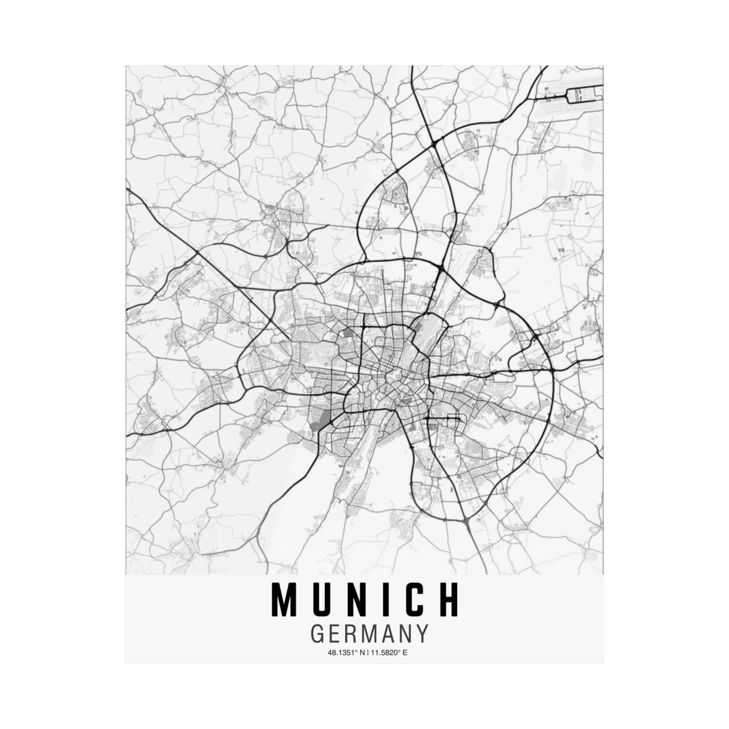 Munich - Germany Map Satin Poster