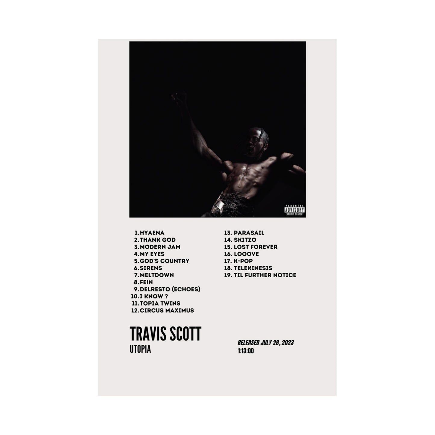 Travis Scott Satin Poster - UTOPIA Album