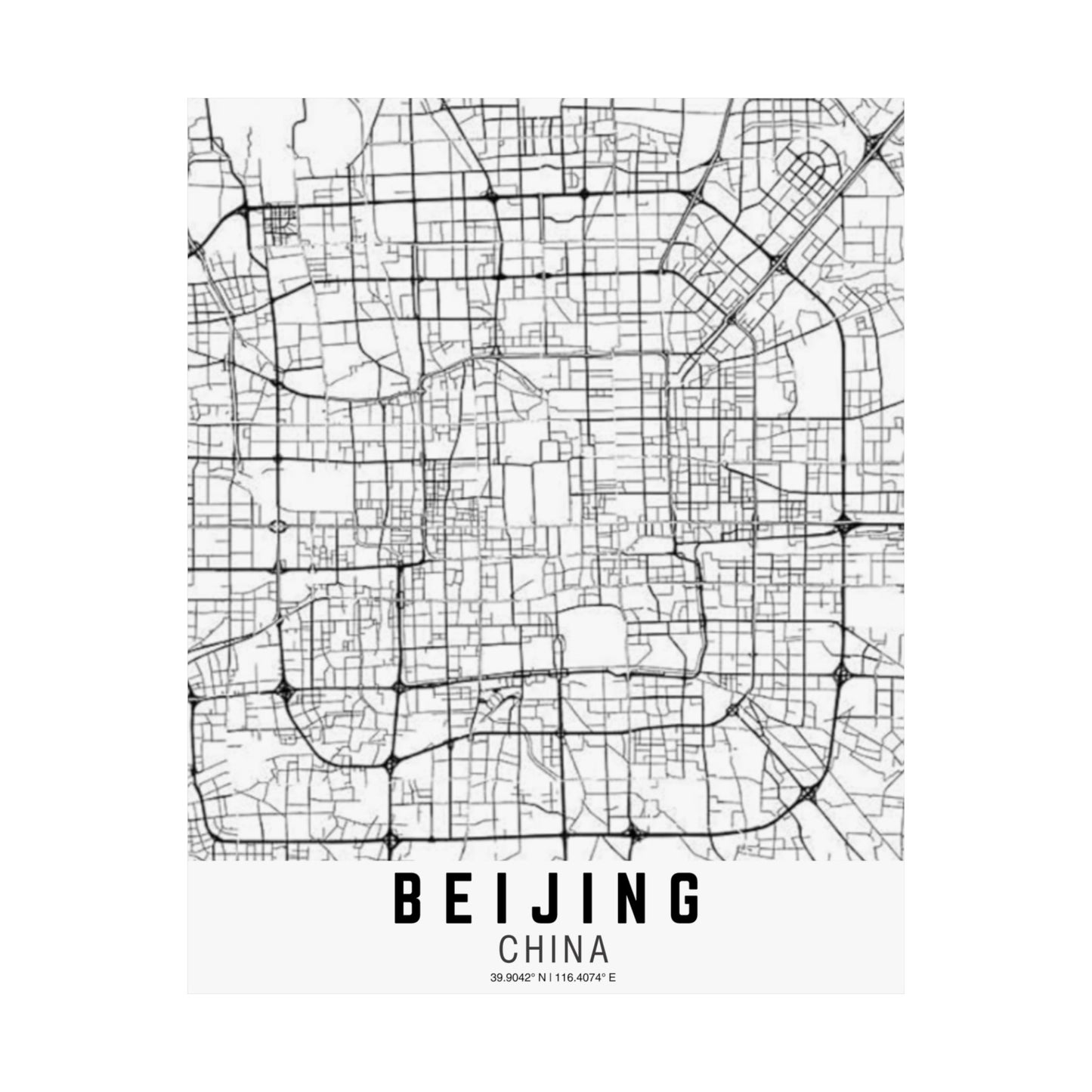 Beijing - China Map Satin Poster