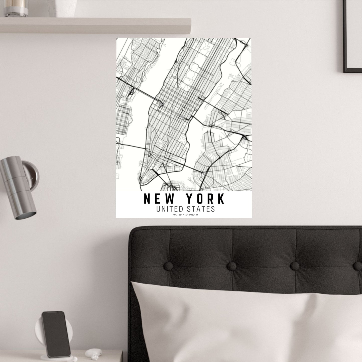 New York - United States Map Satin Poster