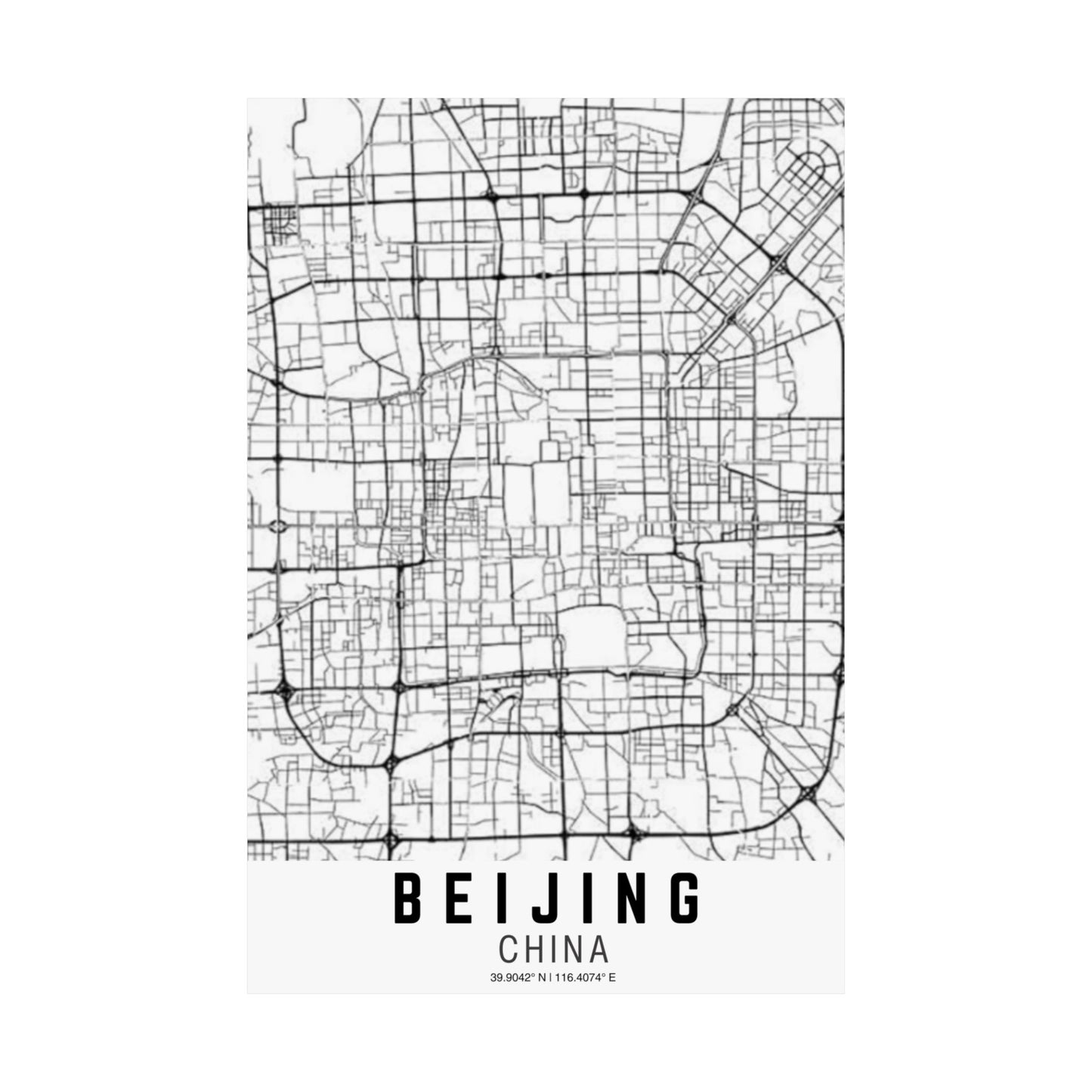 Beijing - China Map Satin Poster
