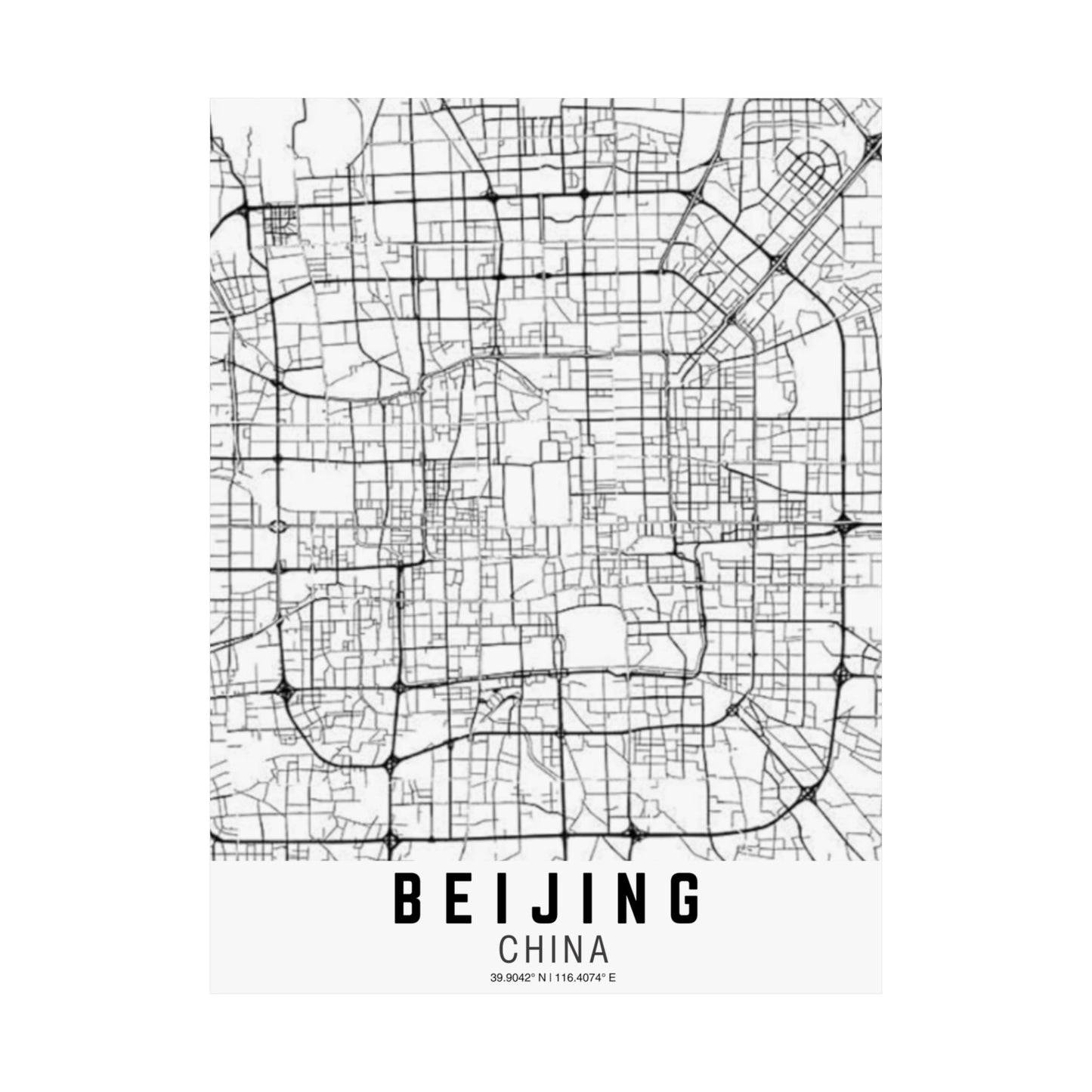Beijing - China Map Satin Poster