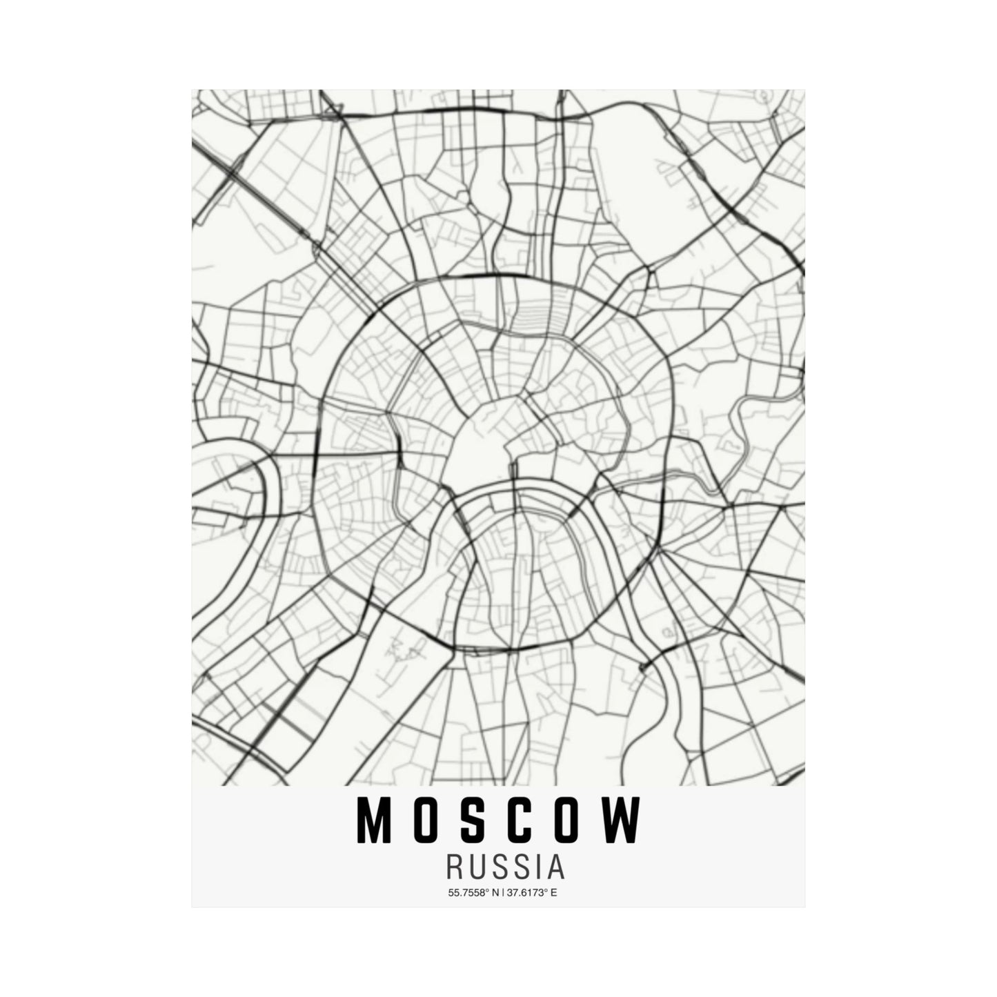 Moscow - Russia Map Satin Poster