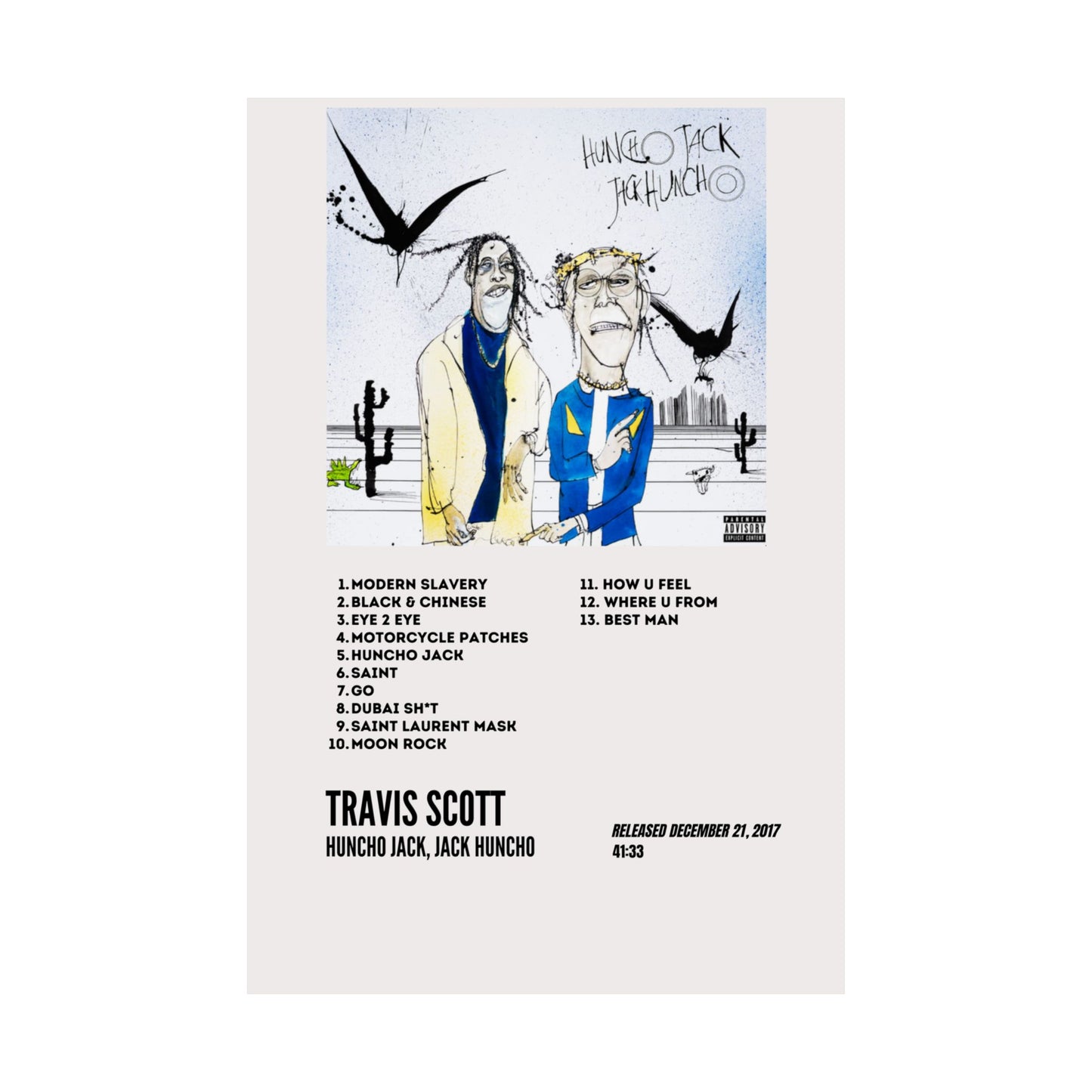 Travis Scott Satin Poster - Huncho Jack Album