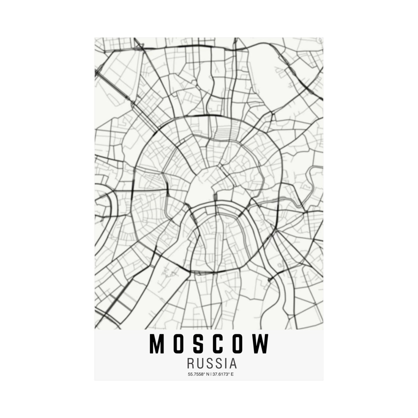 Moscow - Russia Map Satin Poster