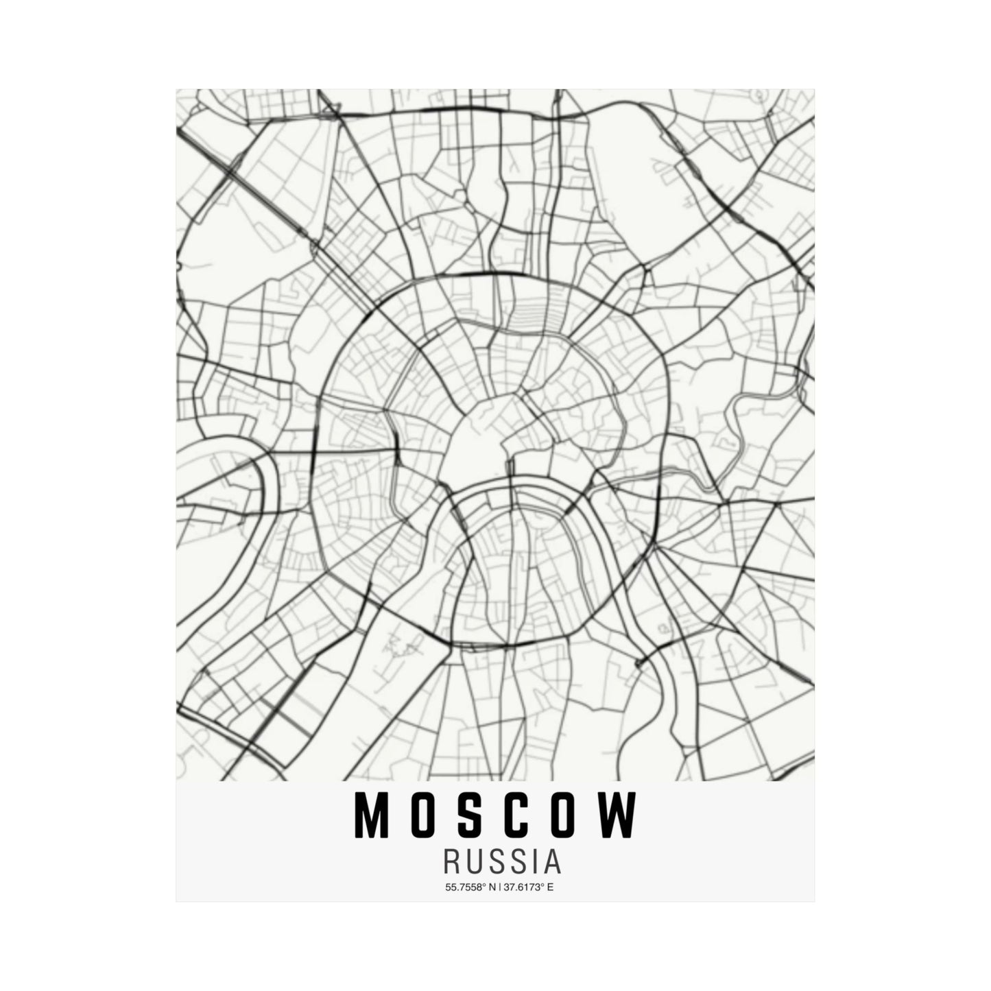Moscow - Russia Map Satin Poster