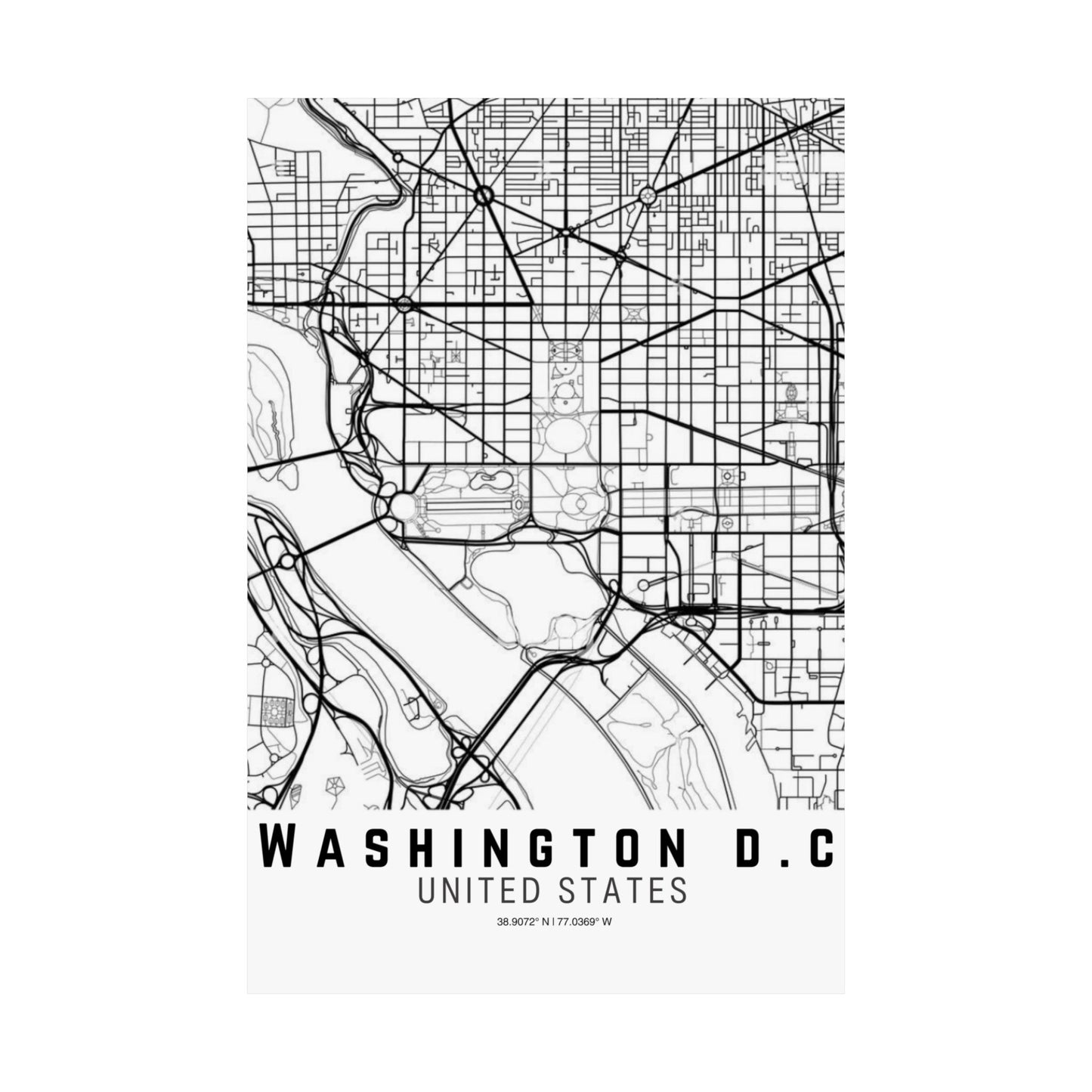 Washington D.C. - United States Map Satin Poster