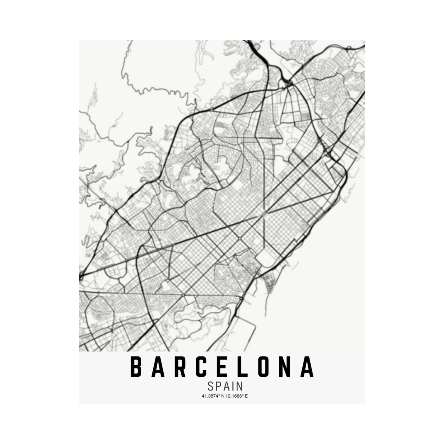 Barcelona - Spain Map Satin Poster