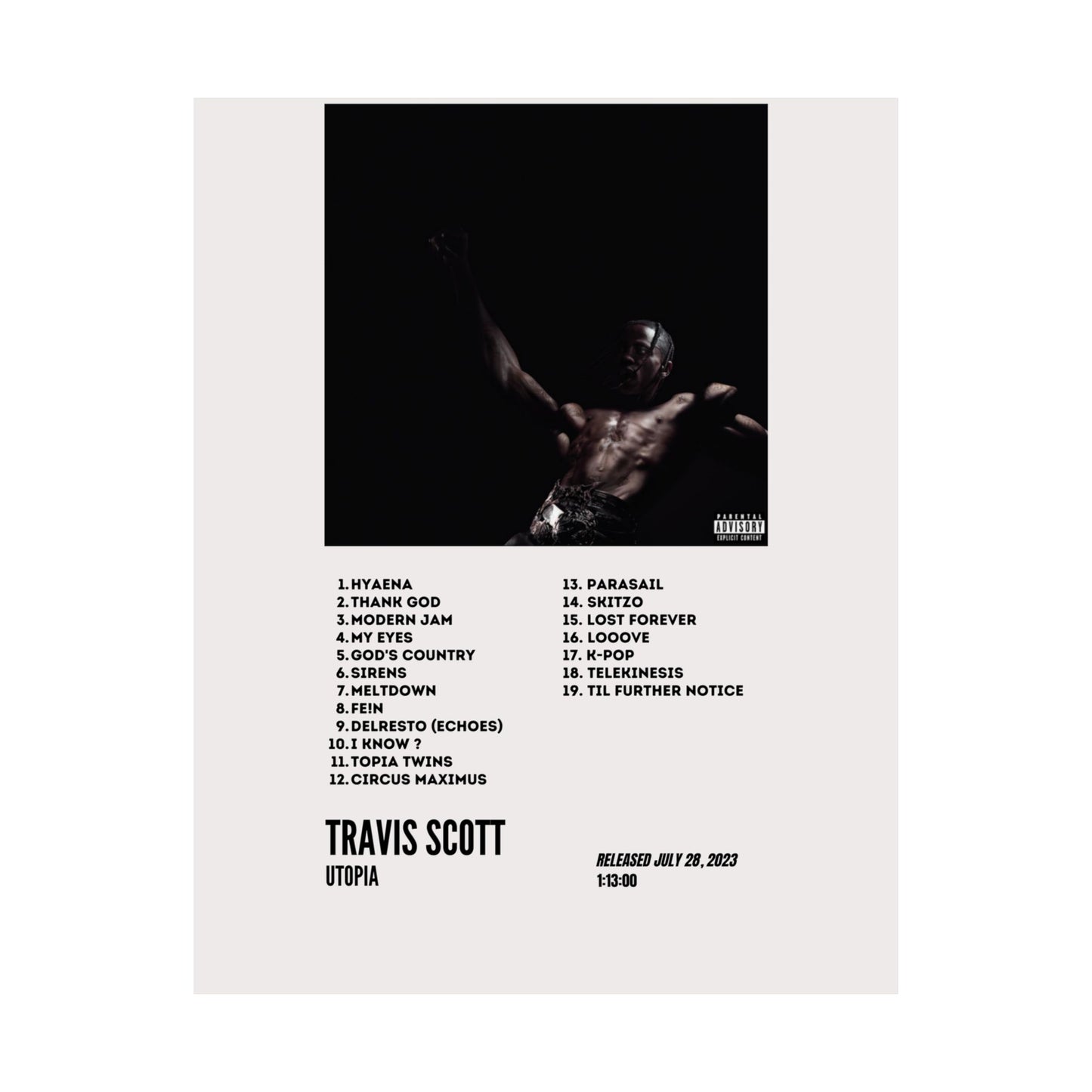 Travis Scott Satin Poster - UTOPIA Album