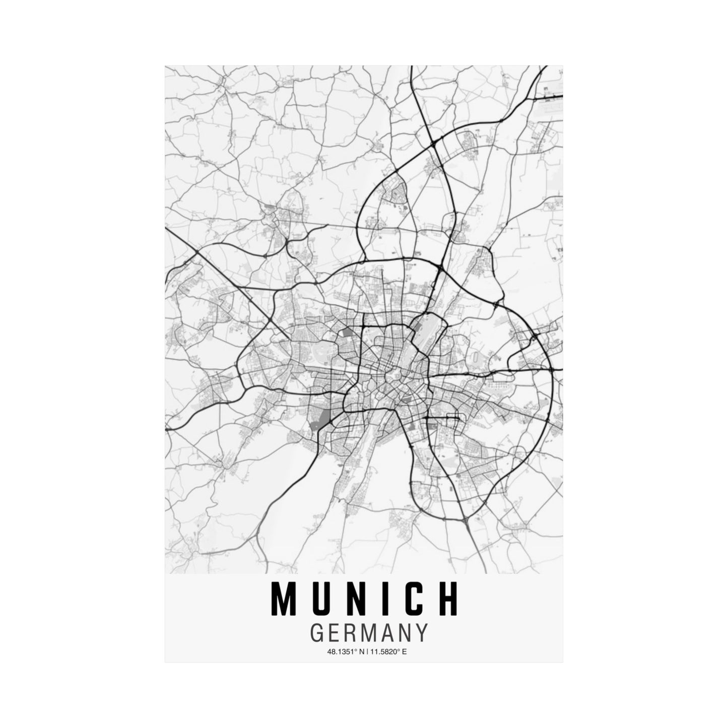 Munich - Germany Map Satin Poster