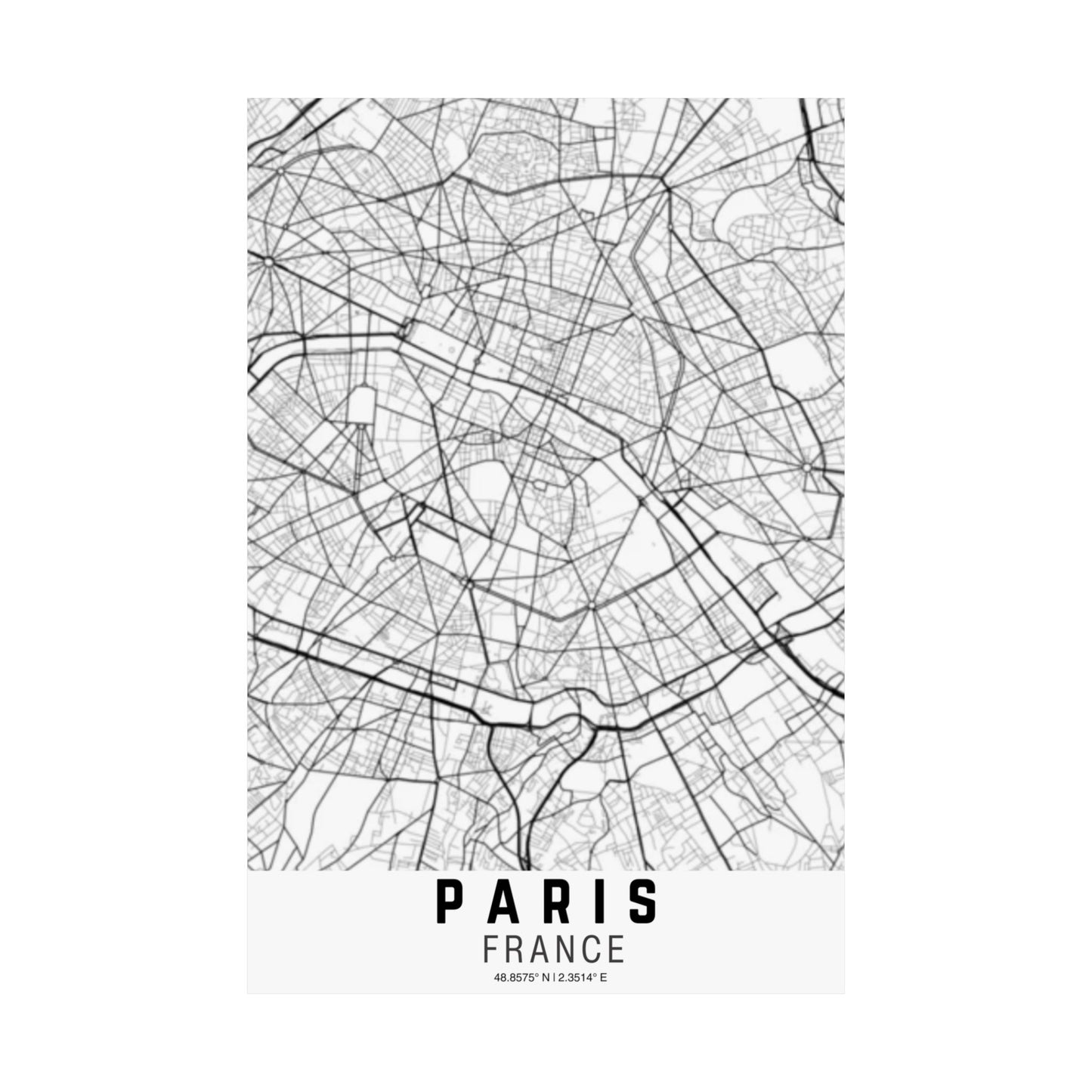 Paris - France Map Satin Poster