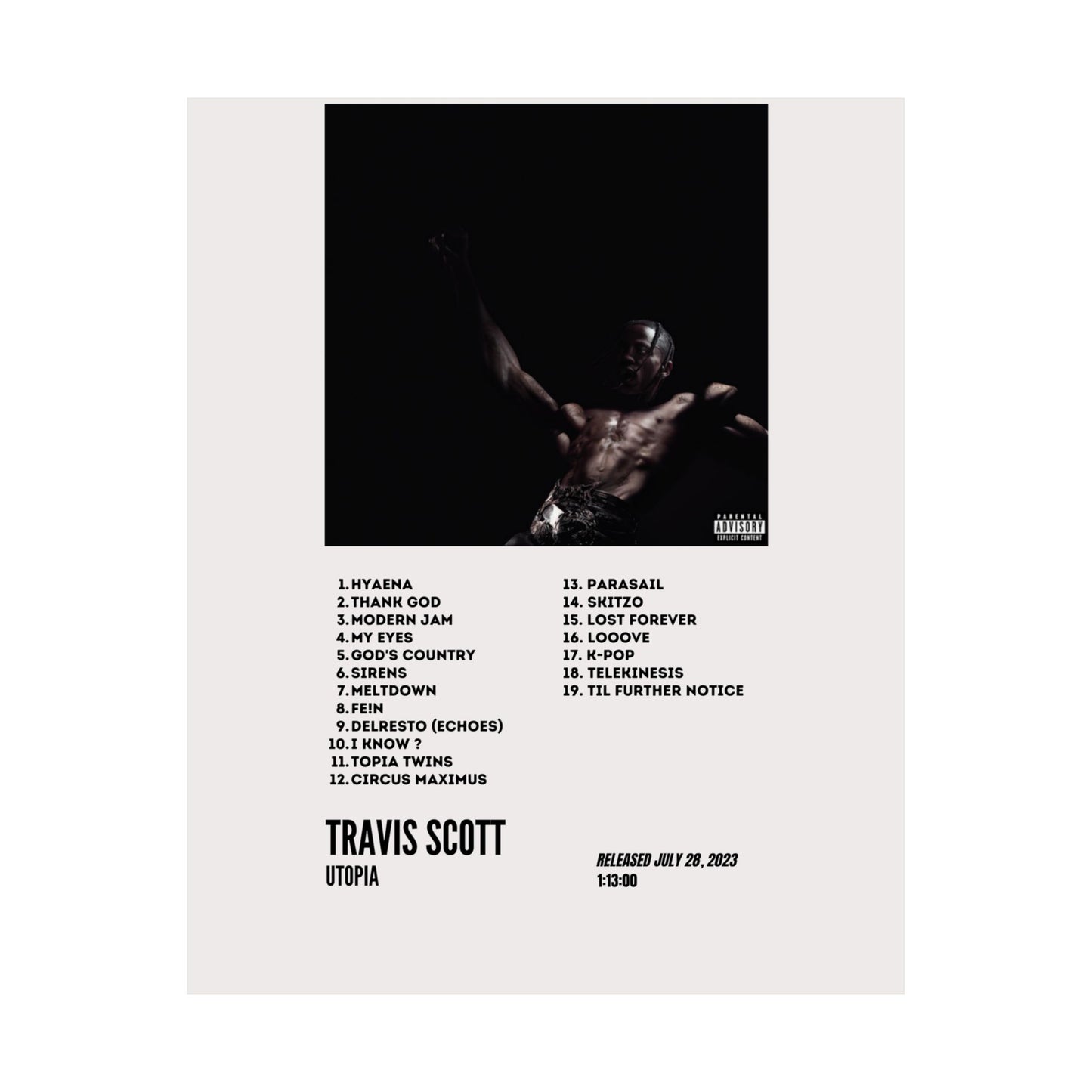 Travis Scott Satin Poster - UTOPIA Album