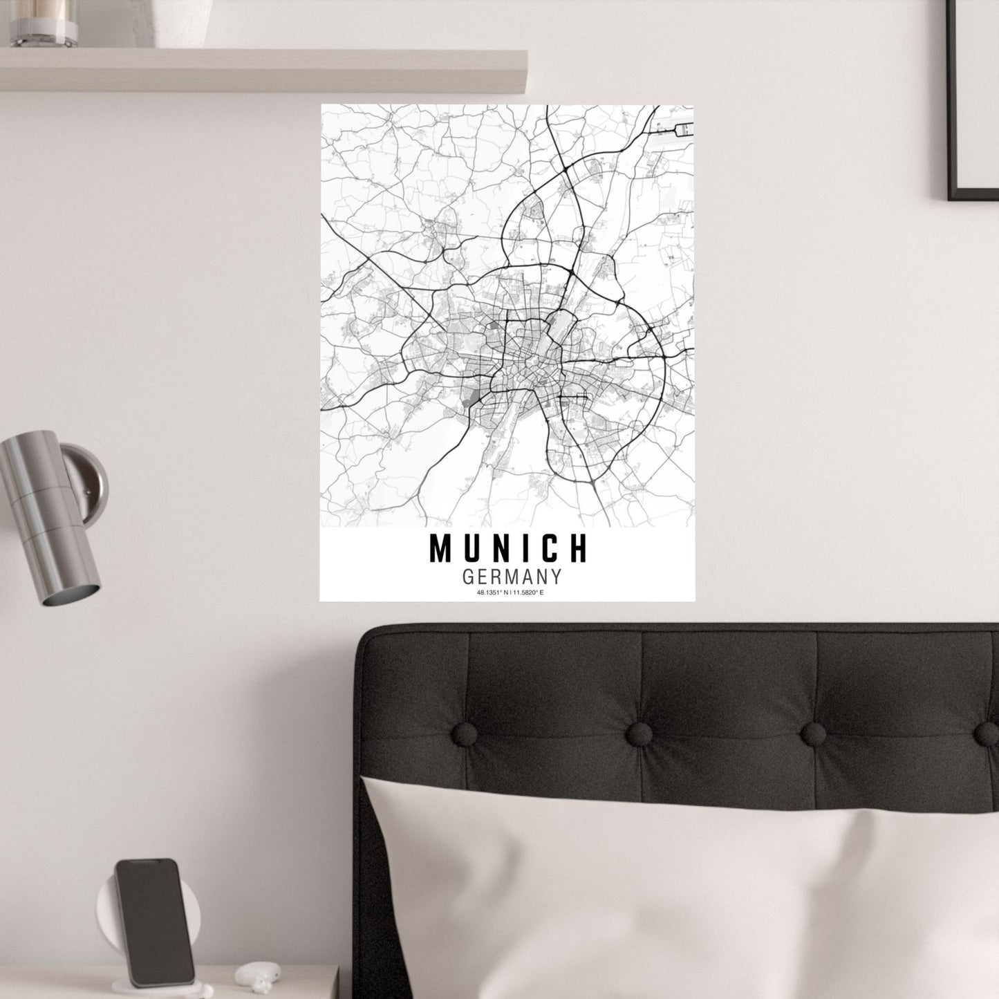 Munich - Germany Map Satin Poster