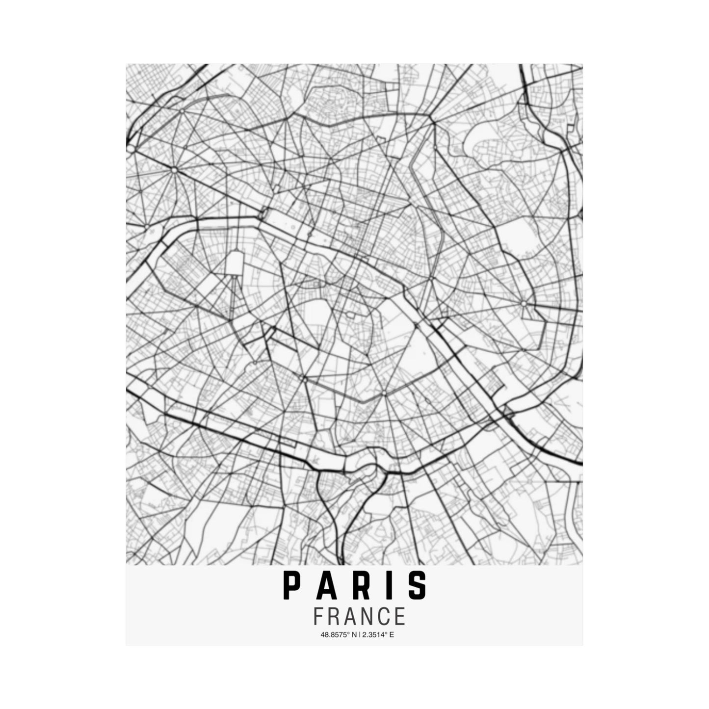 Paris - France Map Satin Poster