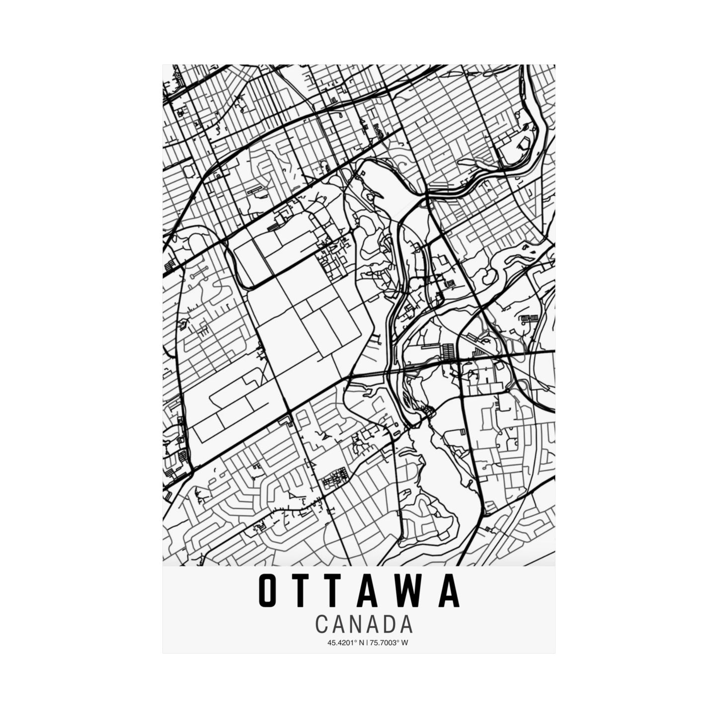 Ottawa - Canada Map Satin Poster