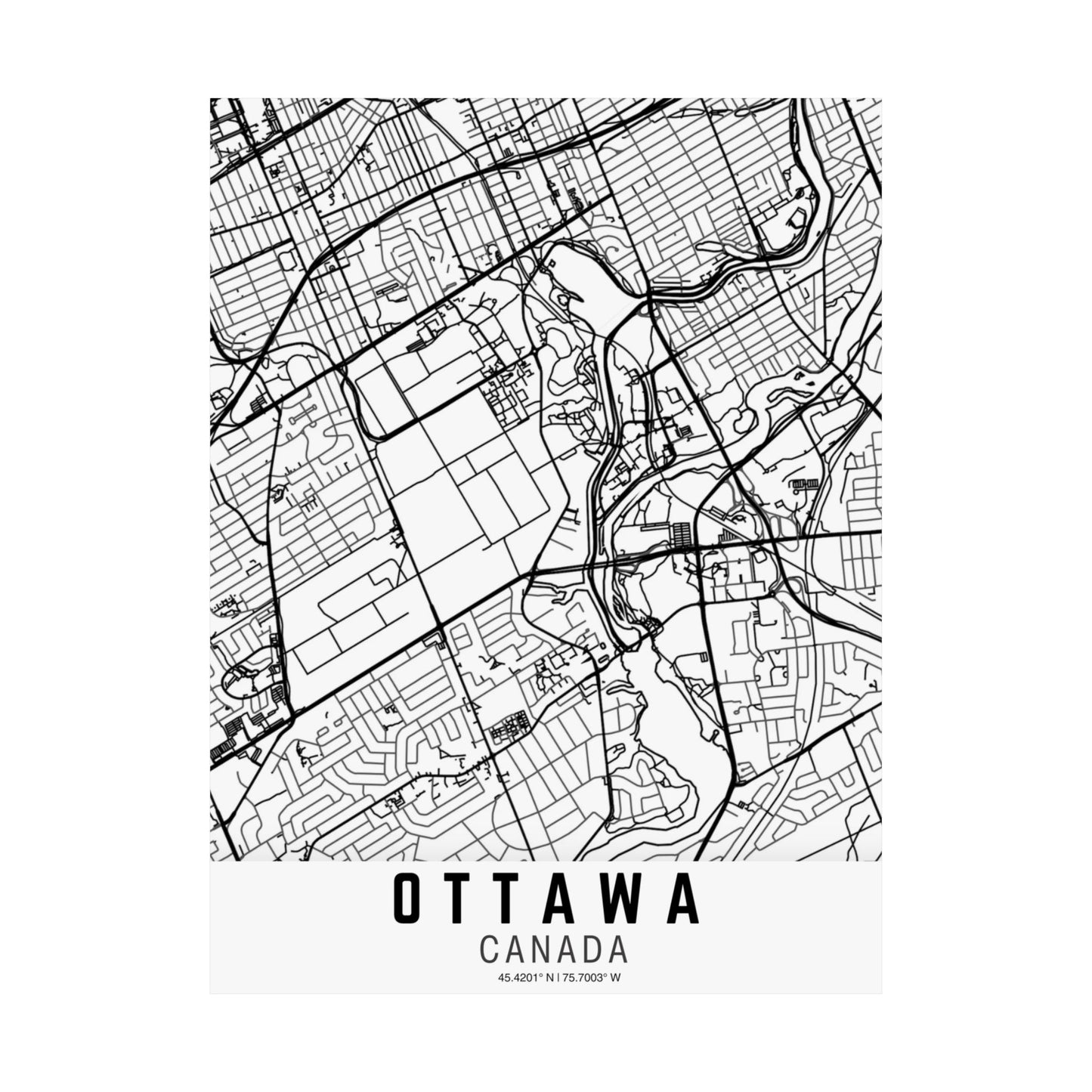 Ottawa - Canada Map Satin Poster