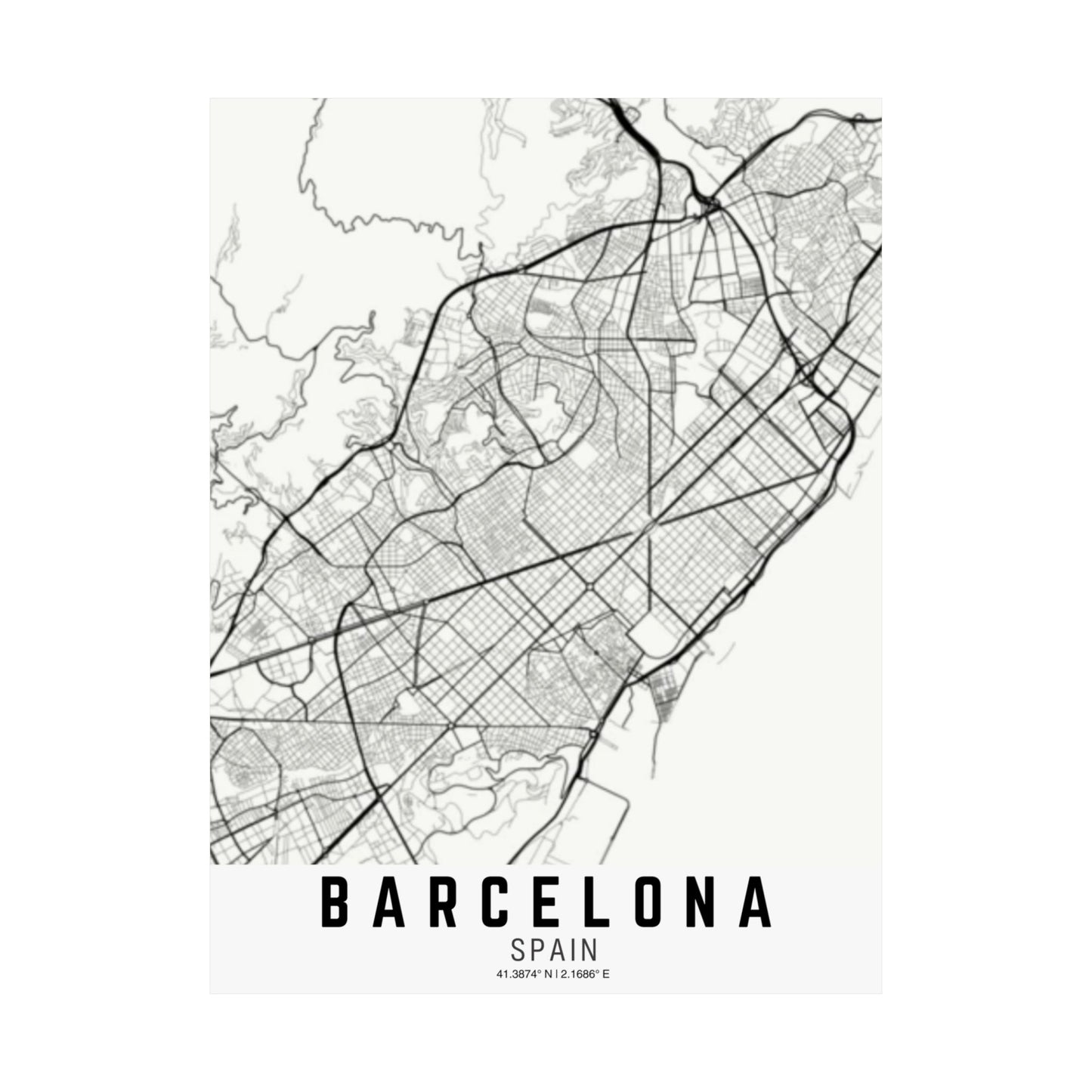 Barcelona - Spain Map Satin Poster