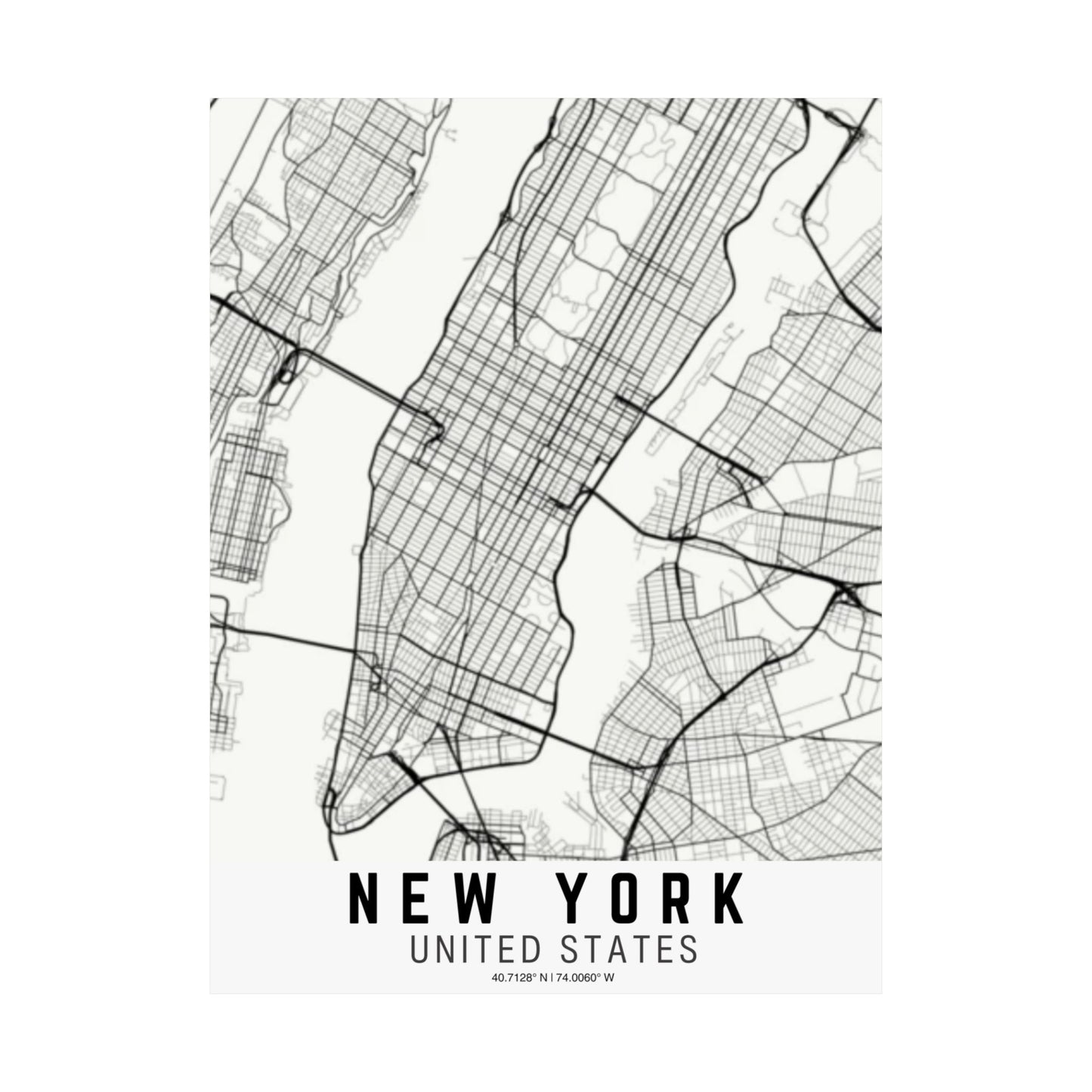 New York - United States Map Satin Poster