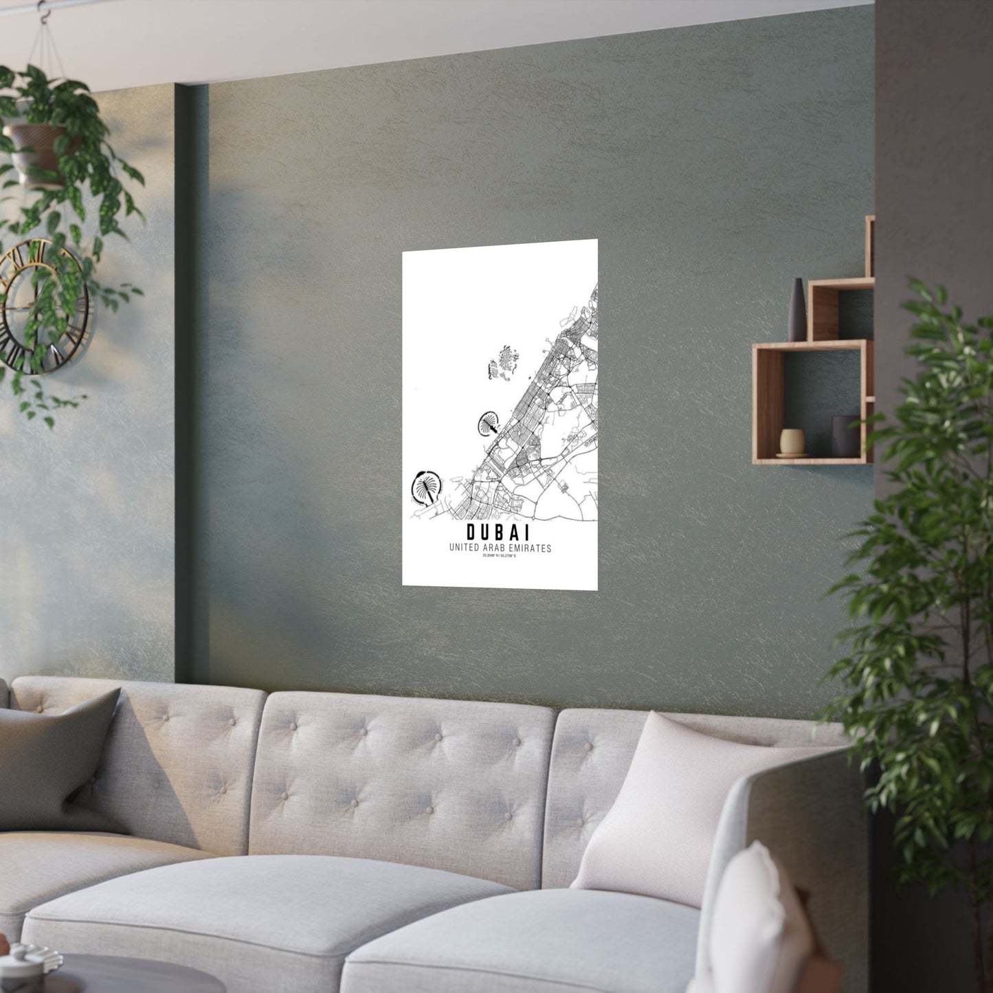 Dubai - United Arab Emirates Map Satin Poster