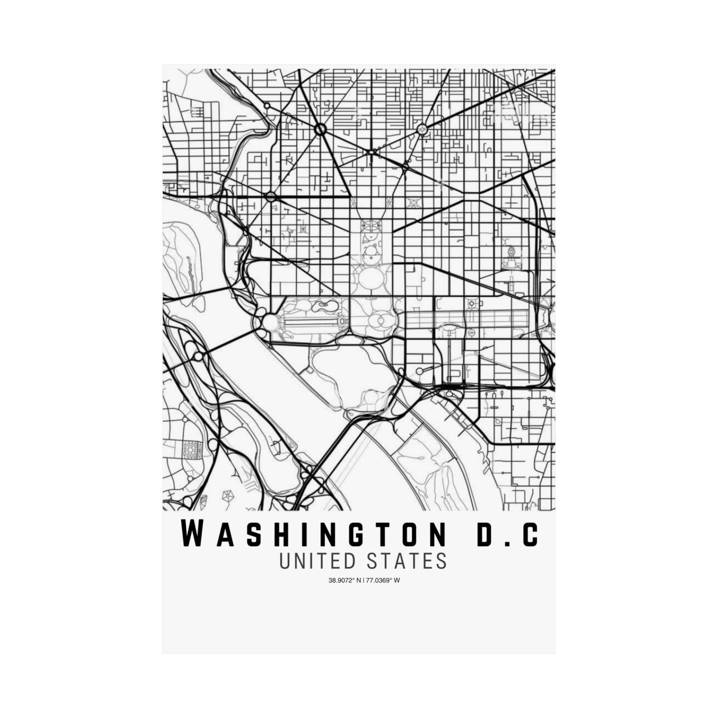 Washington D.C. - United States Map Satin Poster