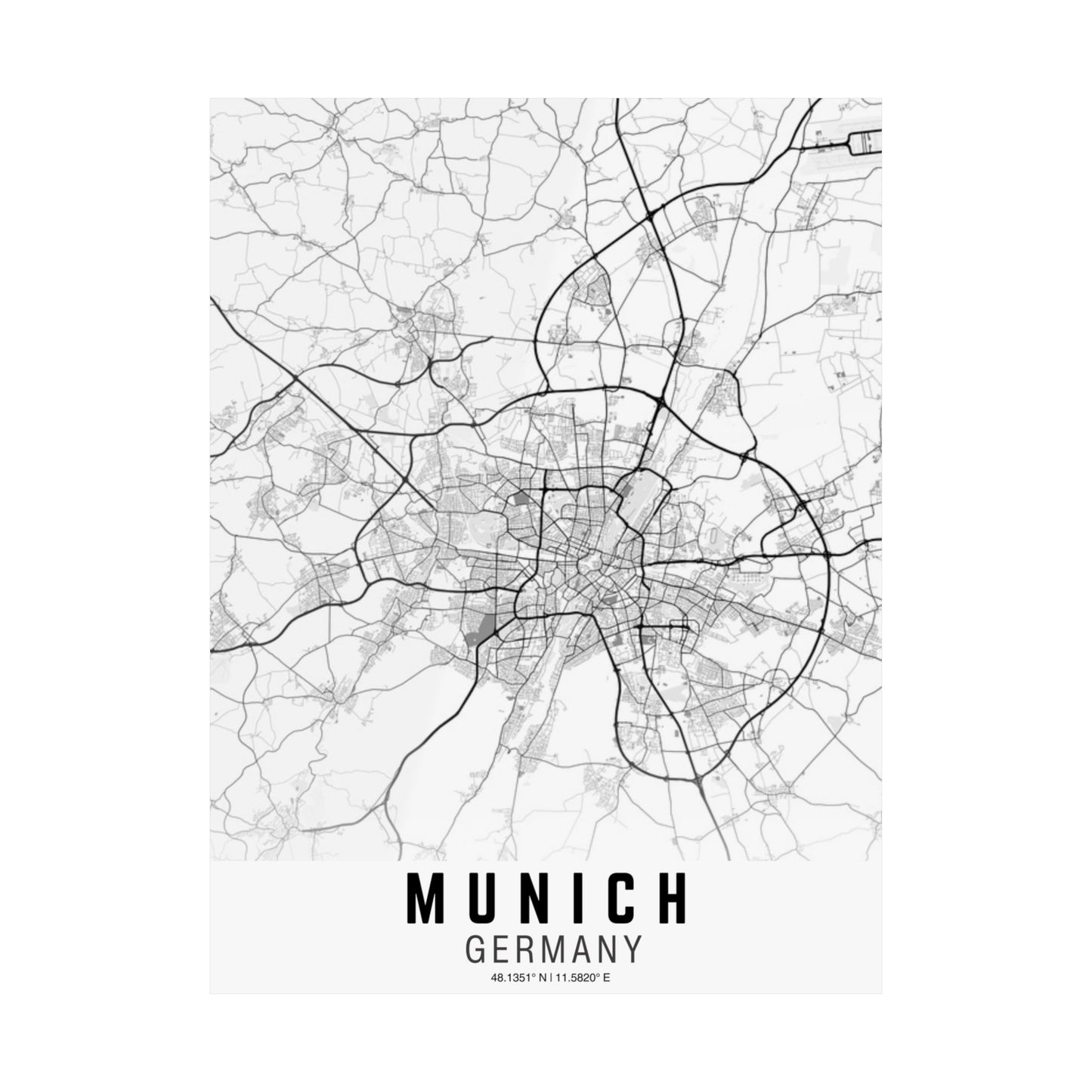 Munich - Germany Map Satin Poster