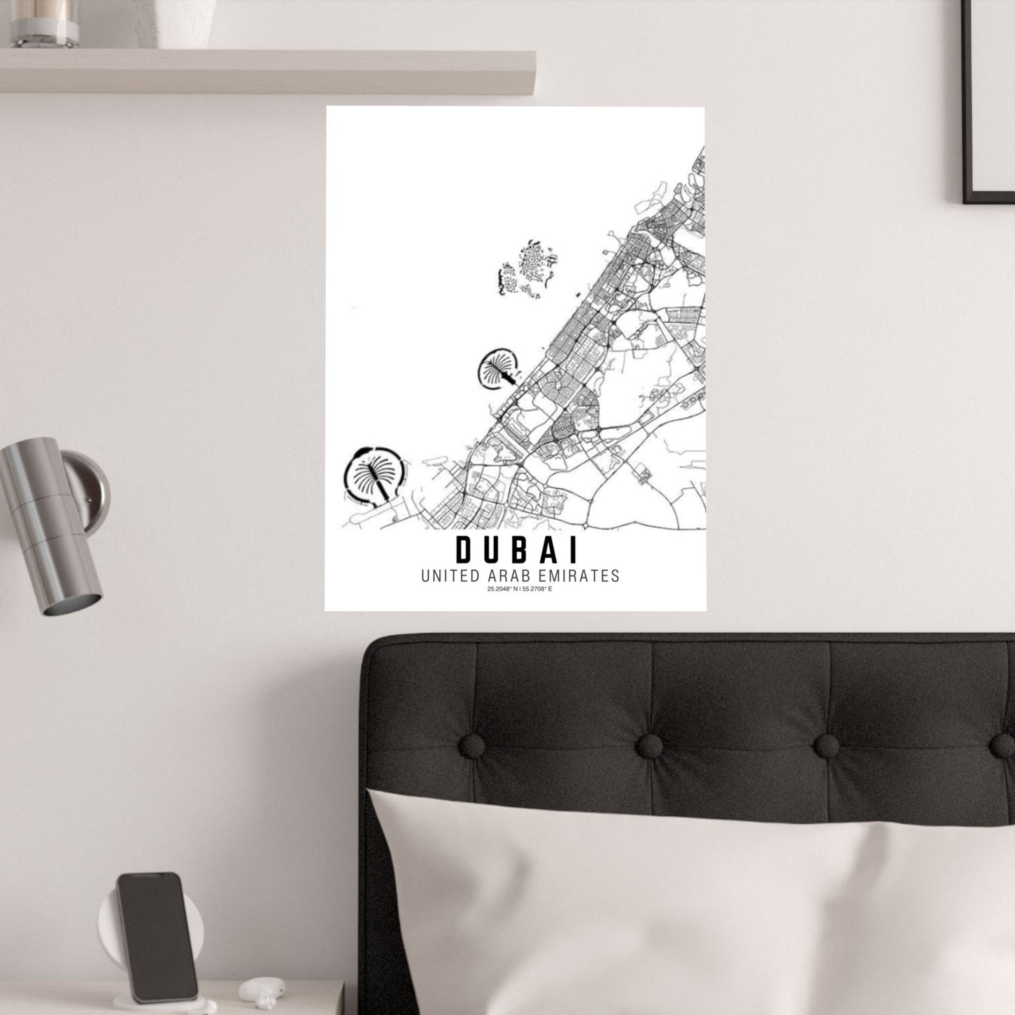 Dubai - United Arab Emirates Map Satin Poster