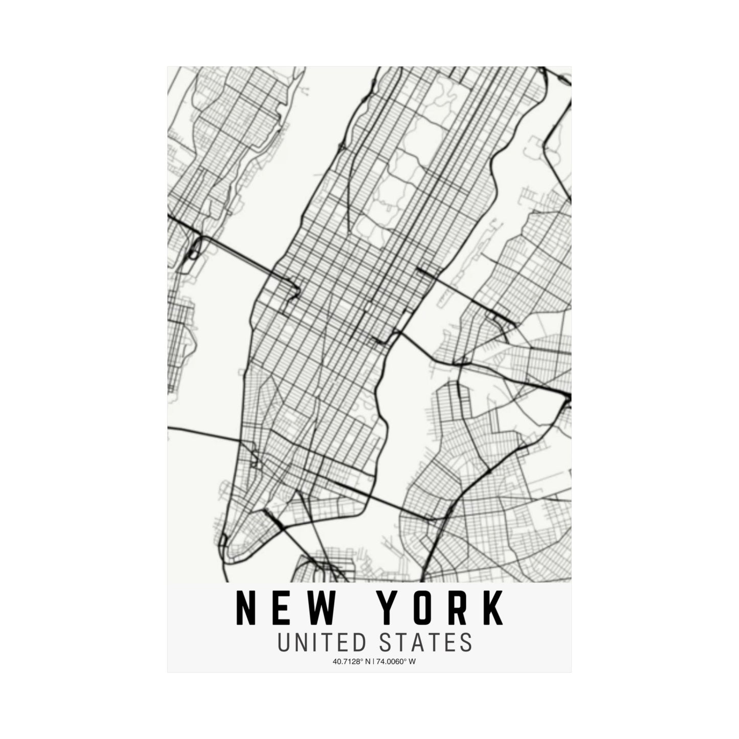 New York - United States Map Satin Poster