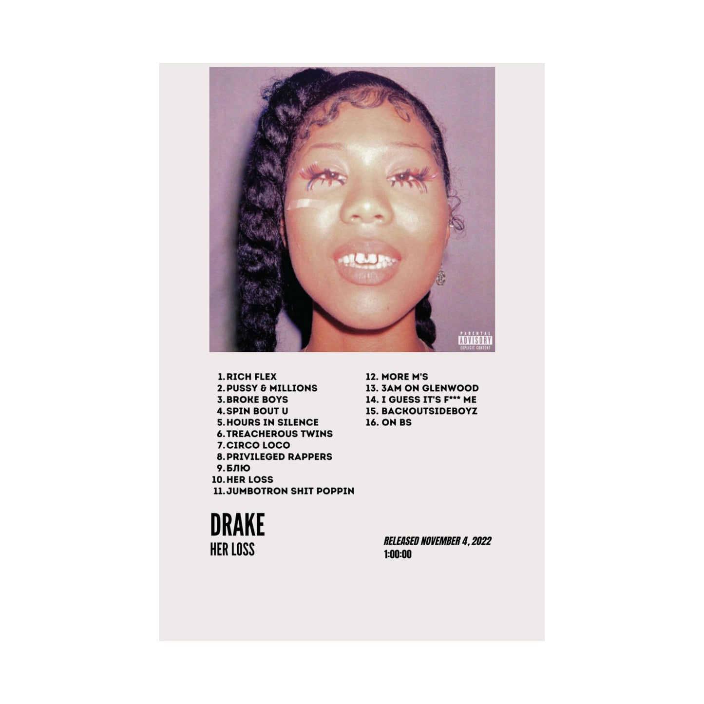 Drake Satin Posters - Her Loss Album