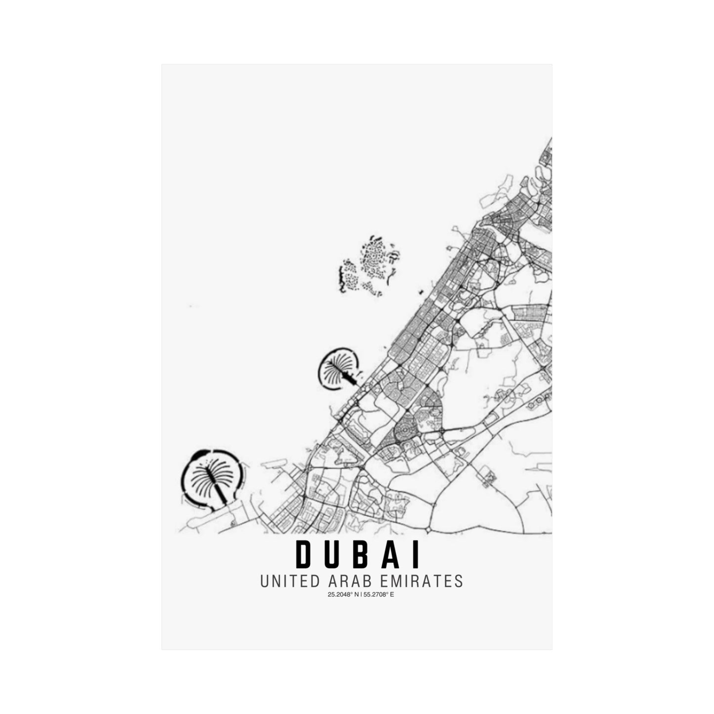 Dubai - United Arab Emirates Map Satin Poster