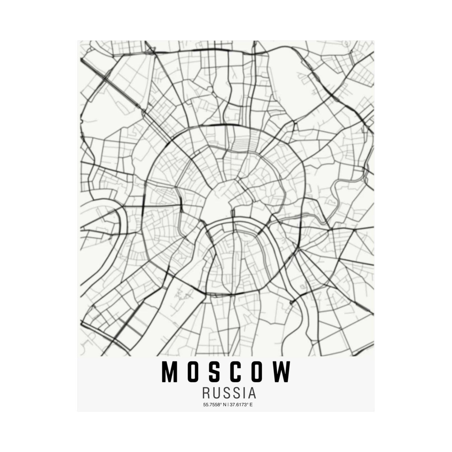 Moscow - Russia Map Satin Poster