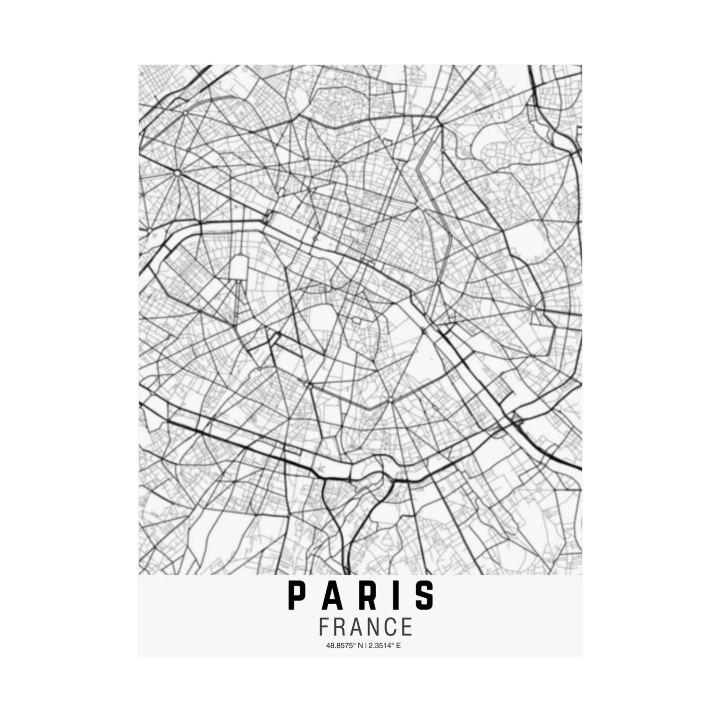 Paris - France Map Satin Poster