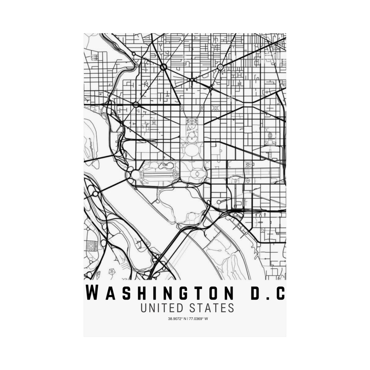 Washington D.C. - United States Map Satin Poster