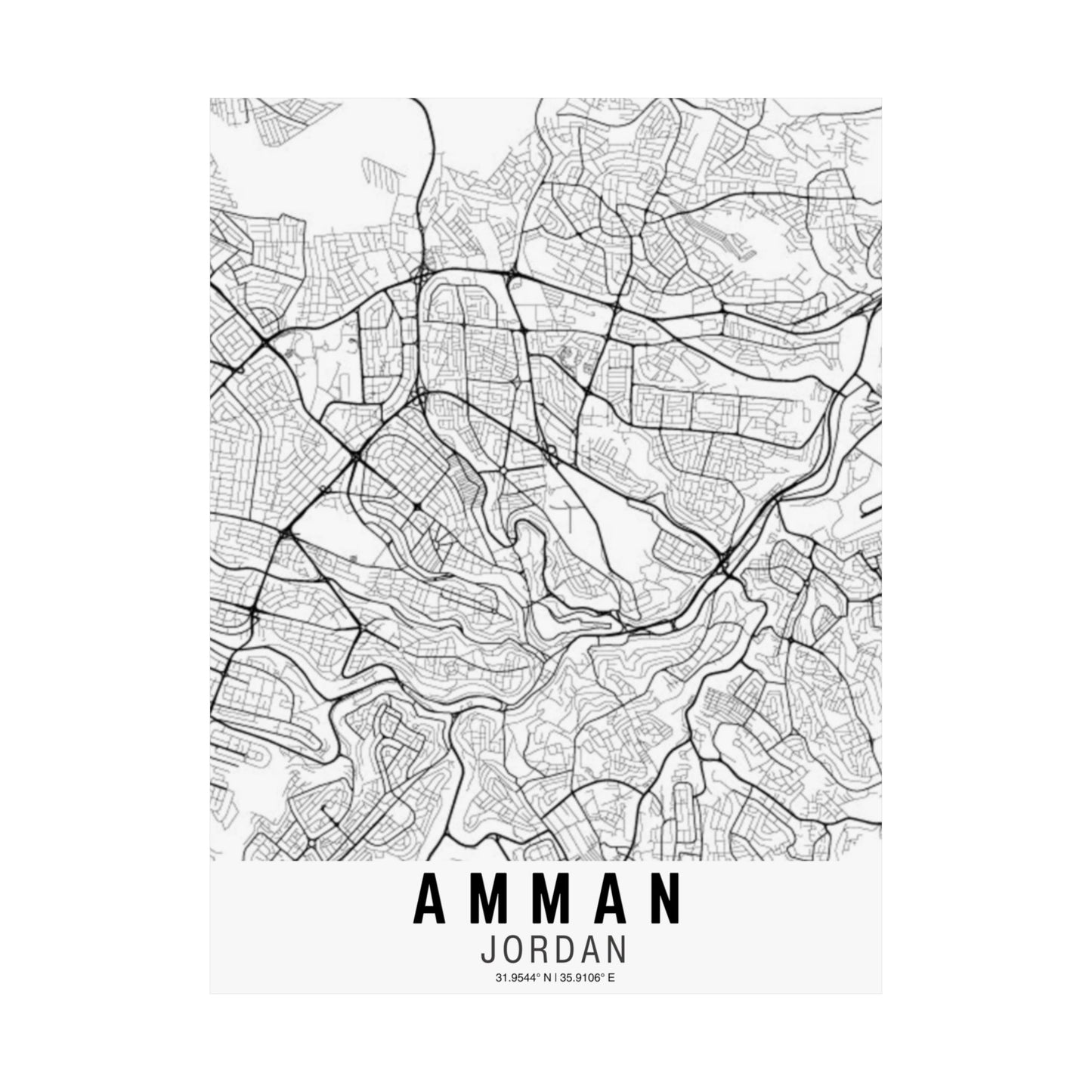 Amman - Jordan Map Satin Poster