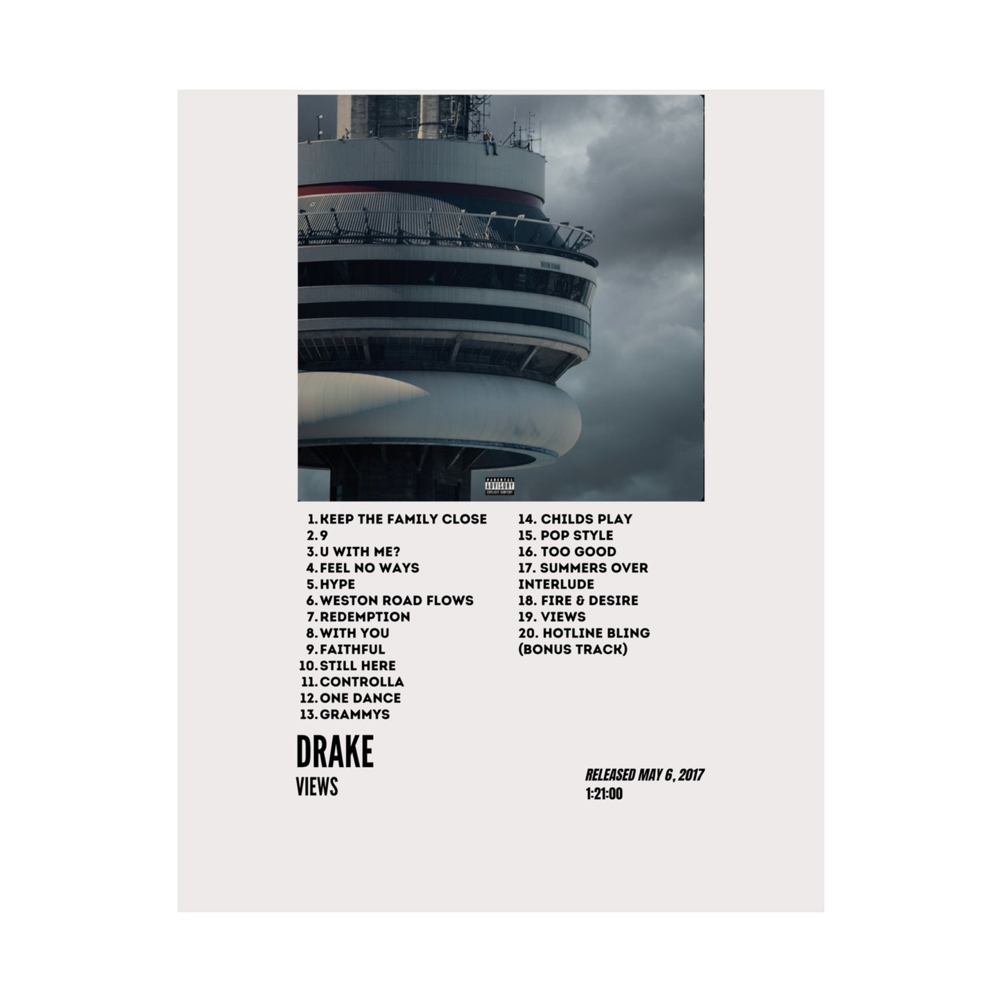 Drake Satin Poster - Views Album