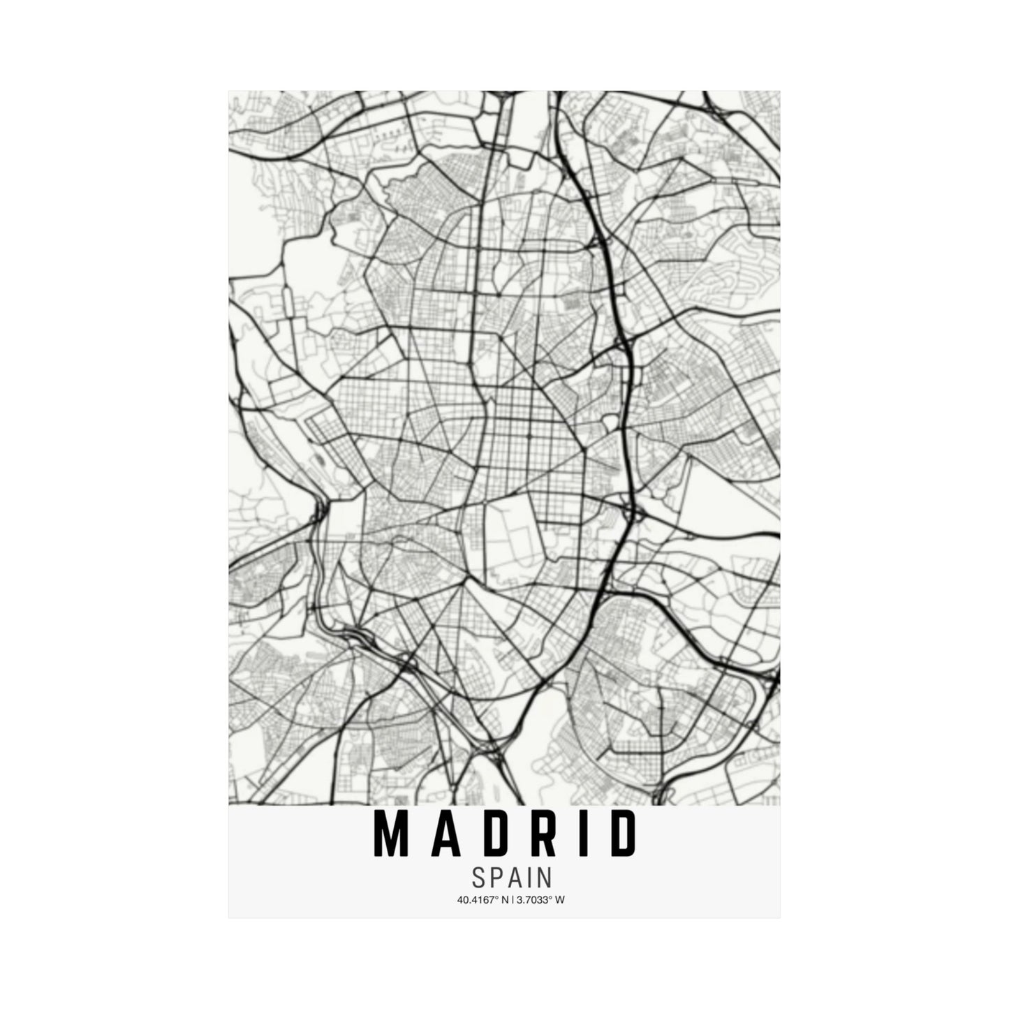 Madrid - Spain Map Satin Poster