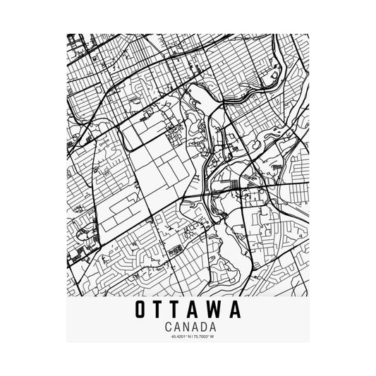 Ottawa - Canada Map Satin Poster