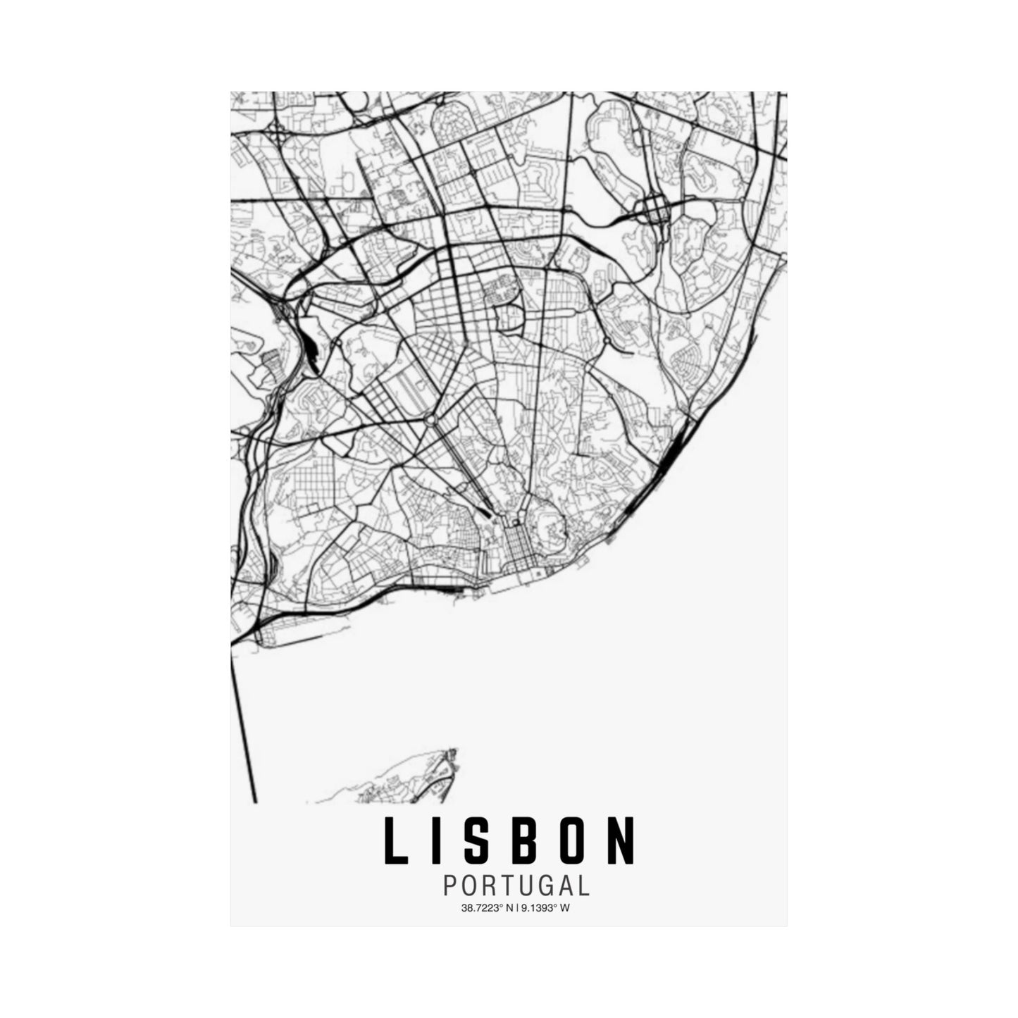 Lisbon - Portugal Map Satin Poster