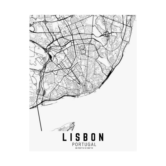 Lisbon - Portugal Map Satin Poster