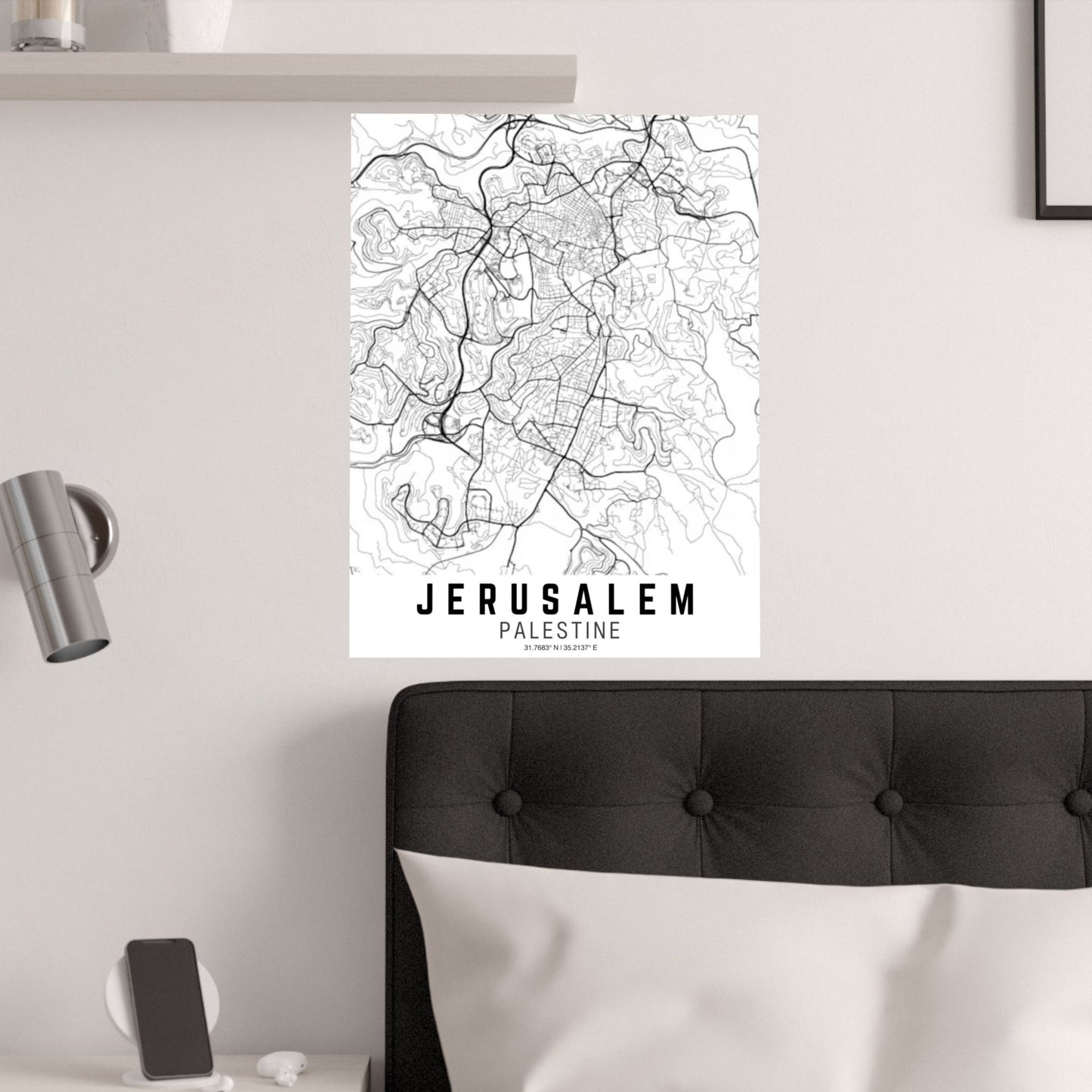 Jerusalem - Palestine Map Satin Poster