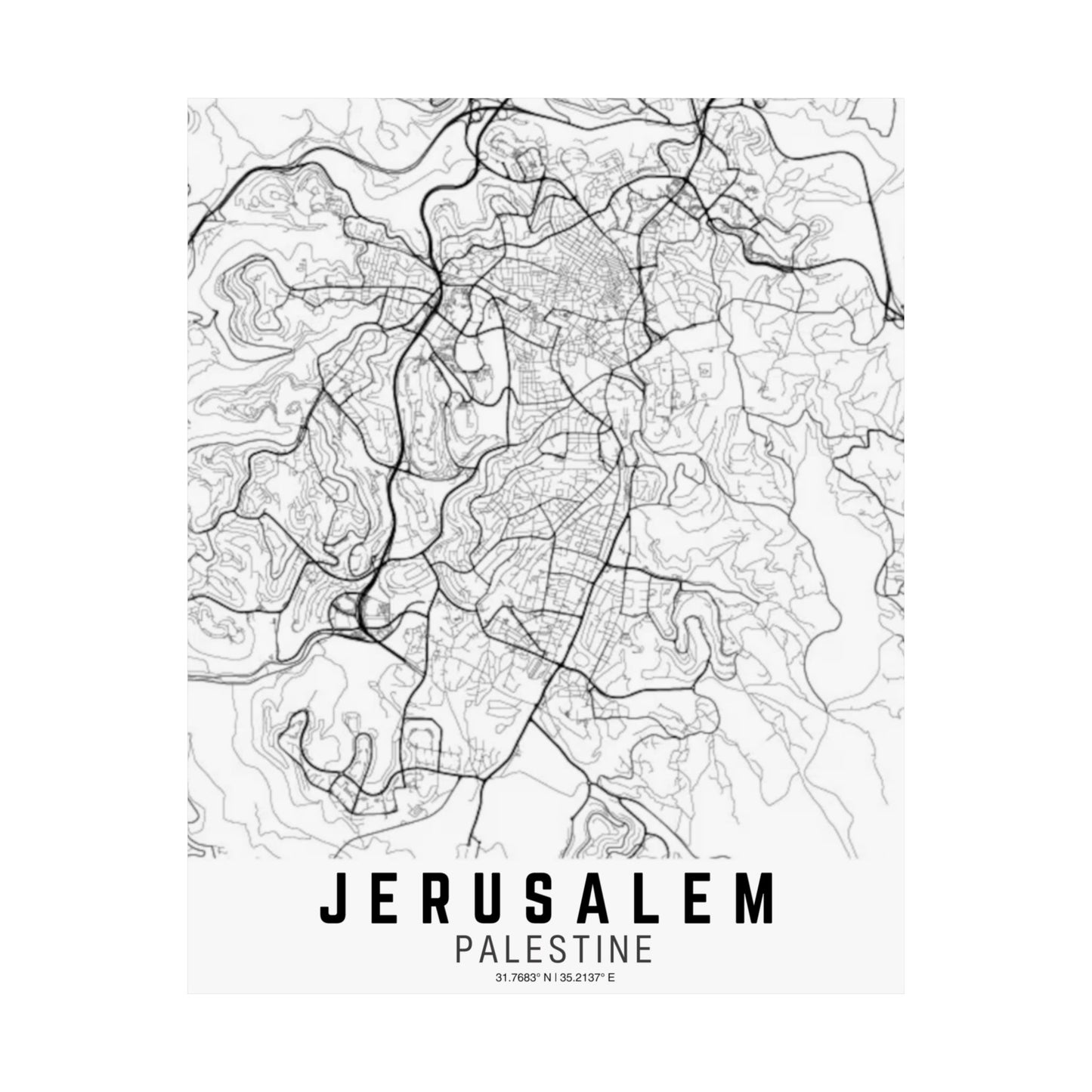 Jerusalem - Palestine Map Satin Poster